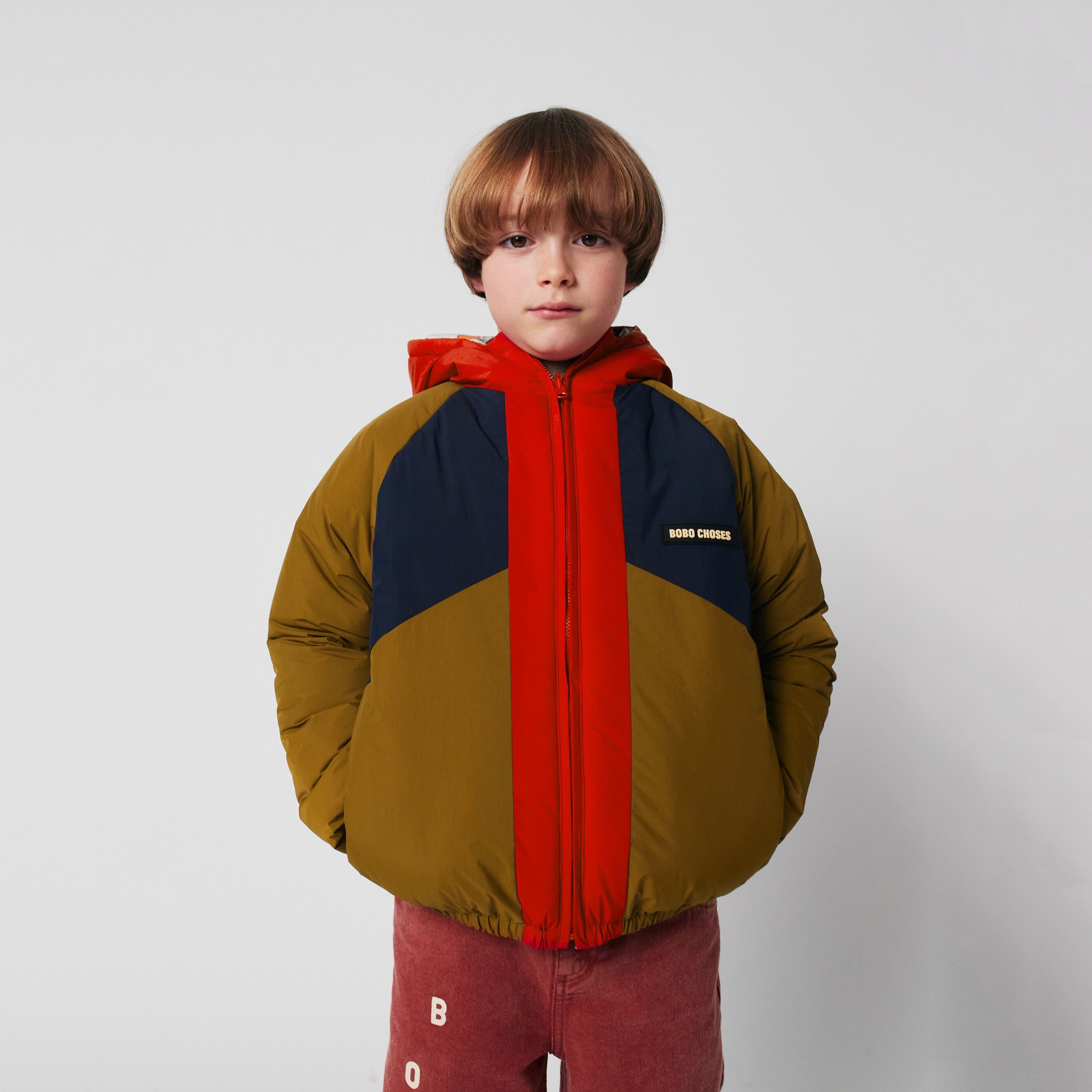 Boys & Girls Beige Dog Printed Reversible Padded Jacket