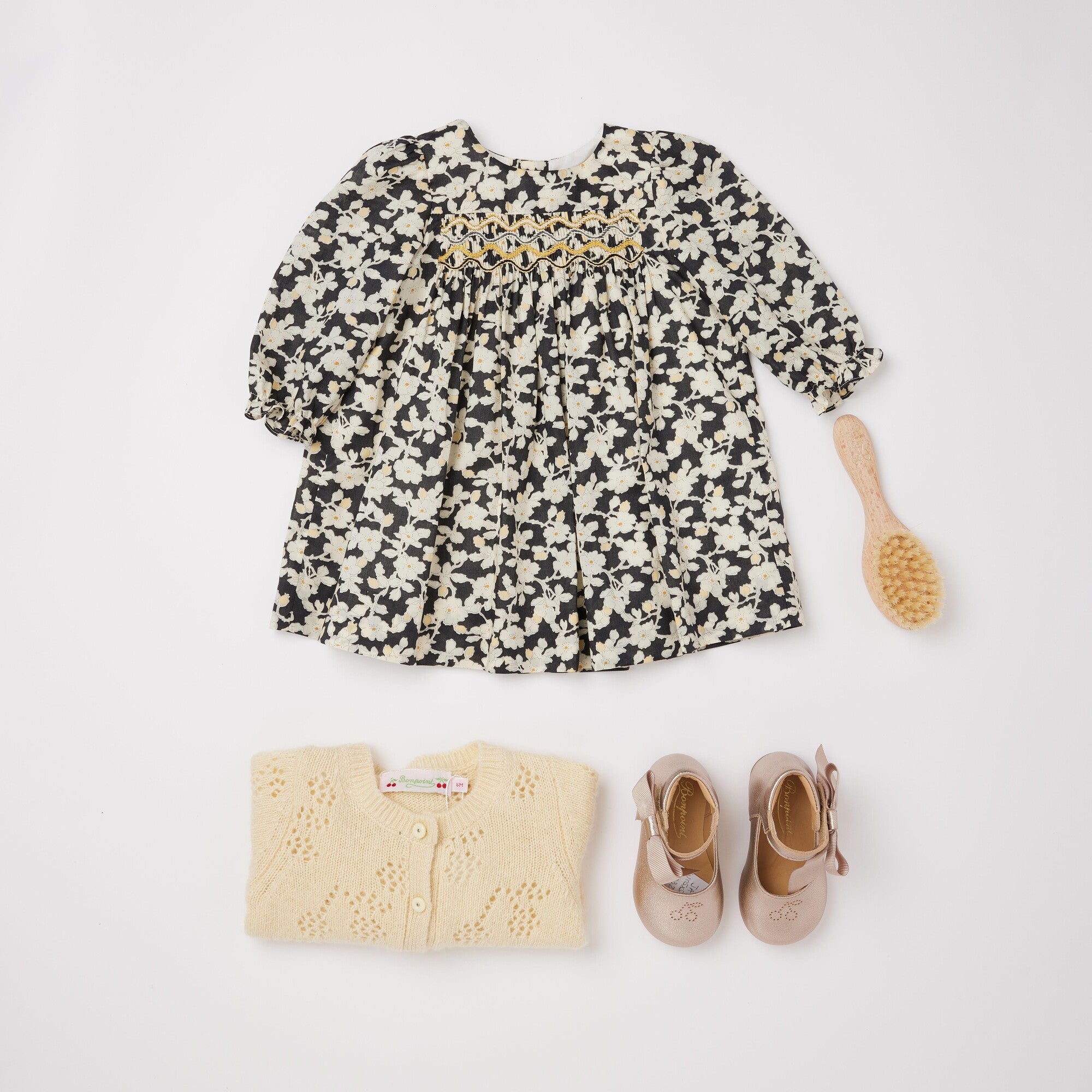 Baby Girls Black Printed Cotton Dress