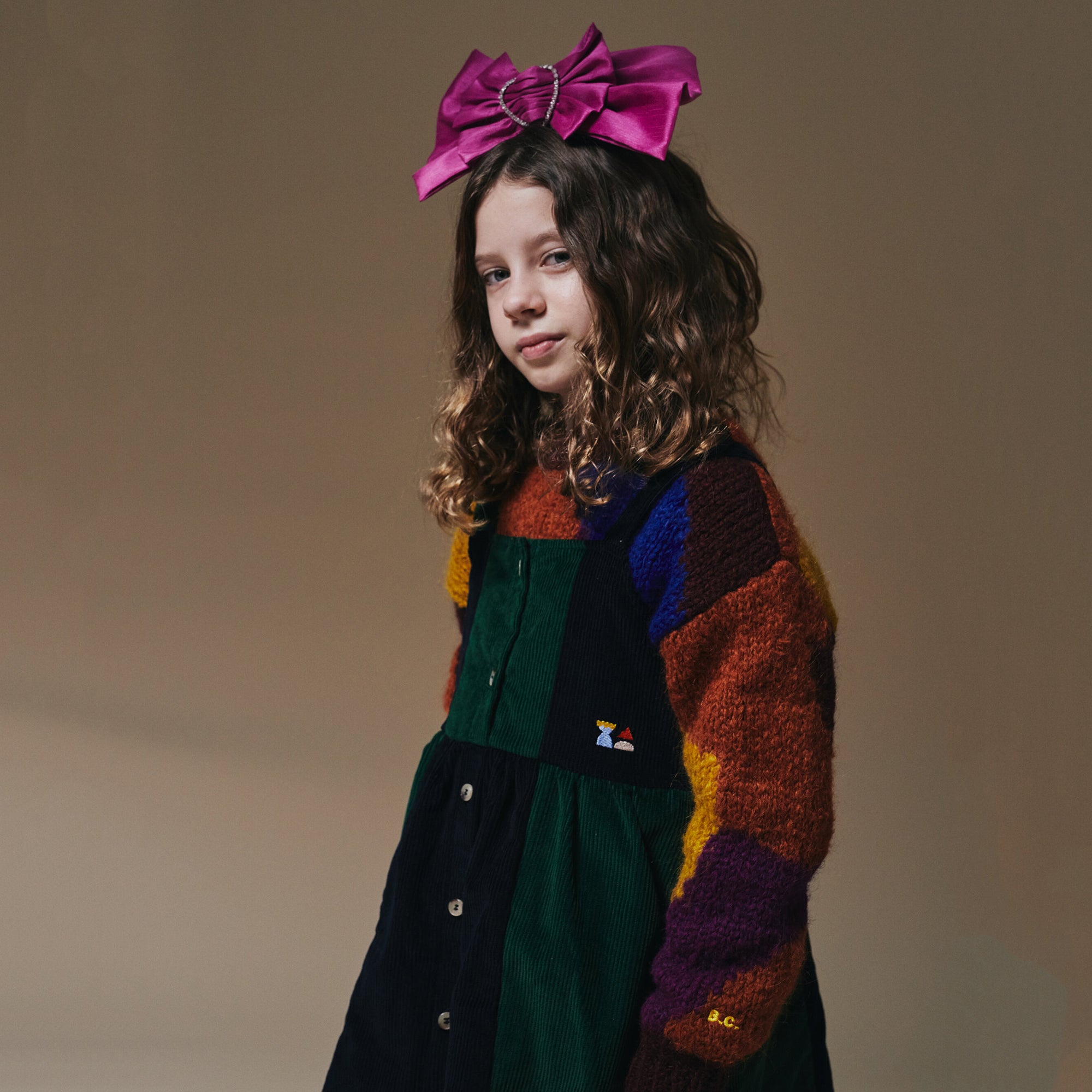 Girls Green Corduroy Dress
