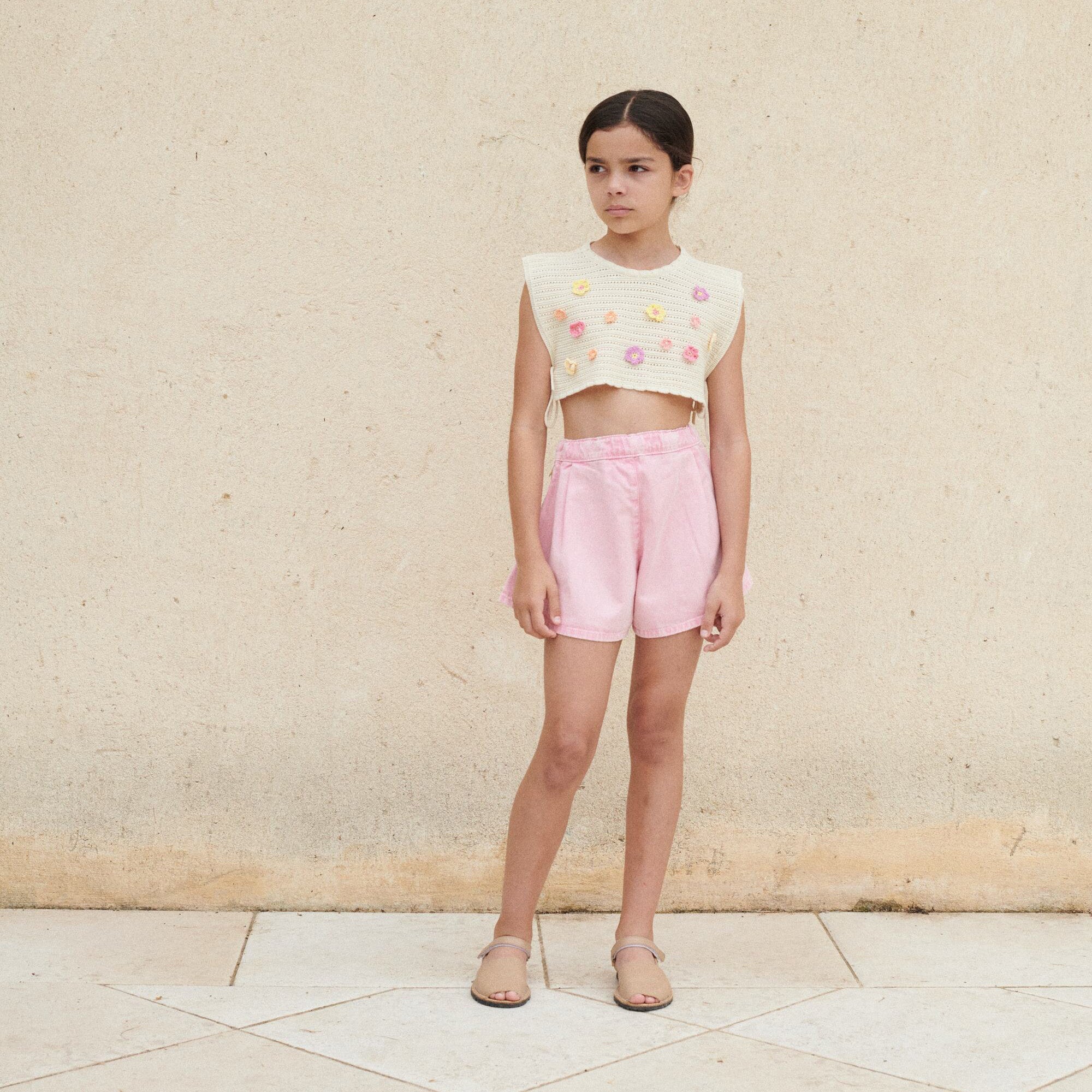 Girls Beige Knit Vest
