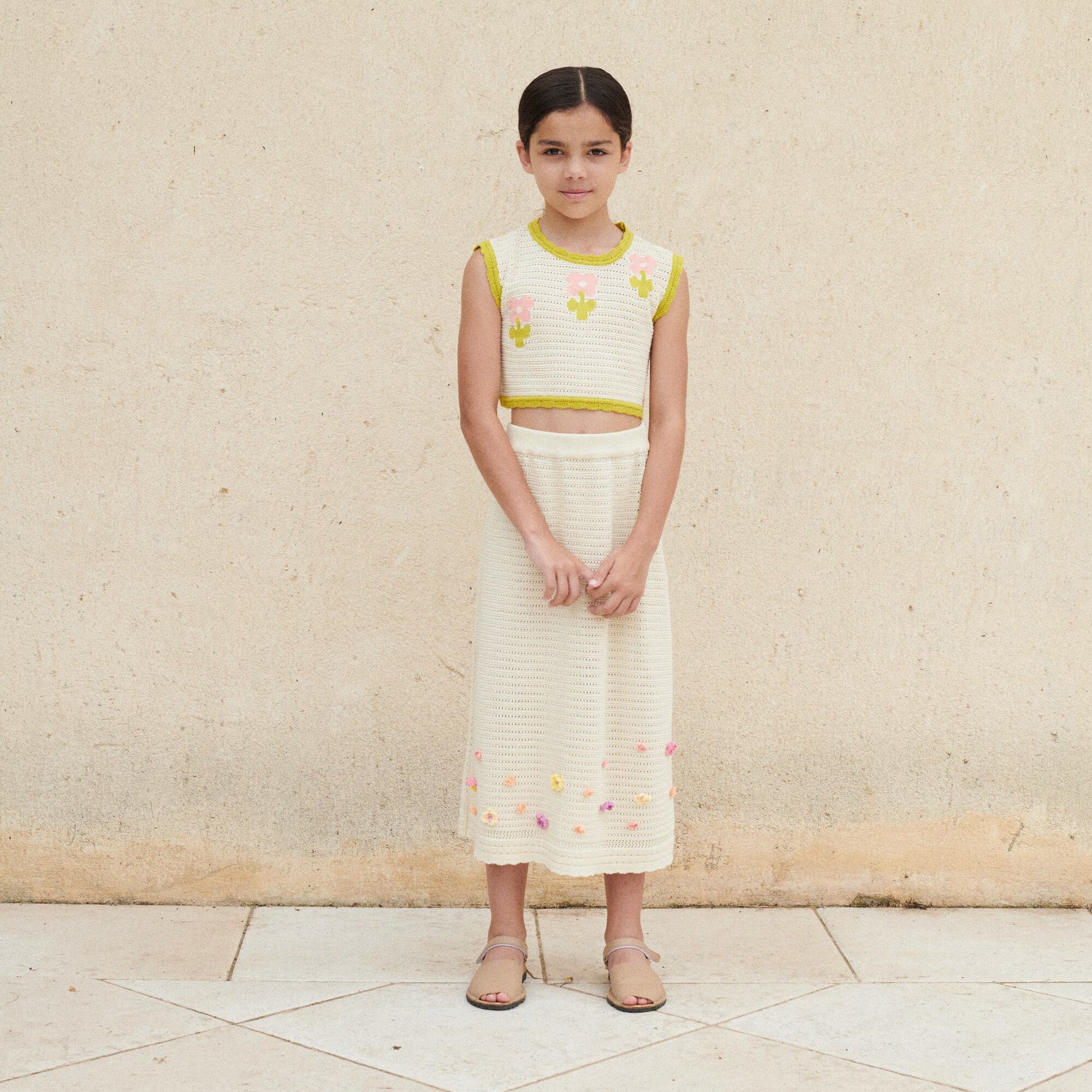 Girls Beige Knit Skirt