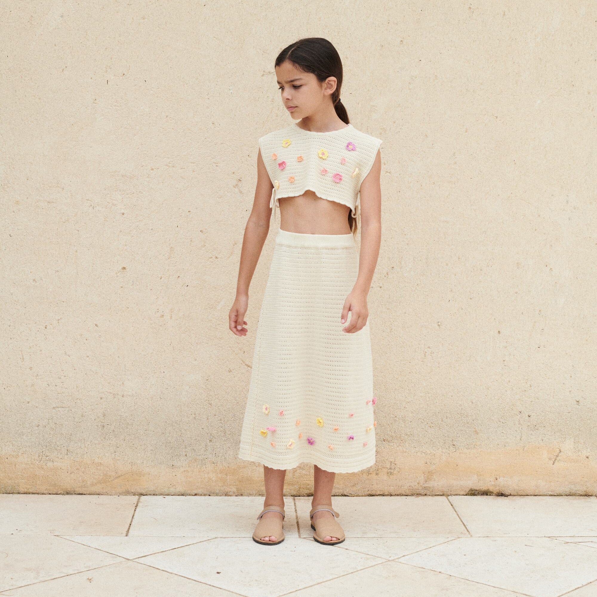Girls Beige Knit Skirt