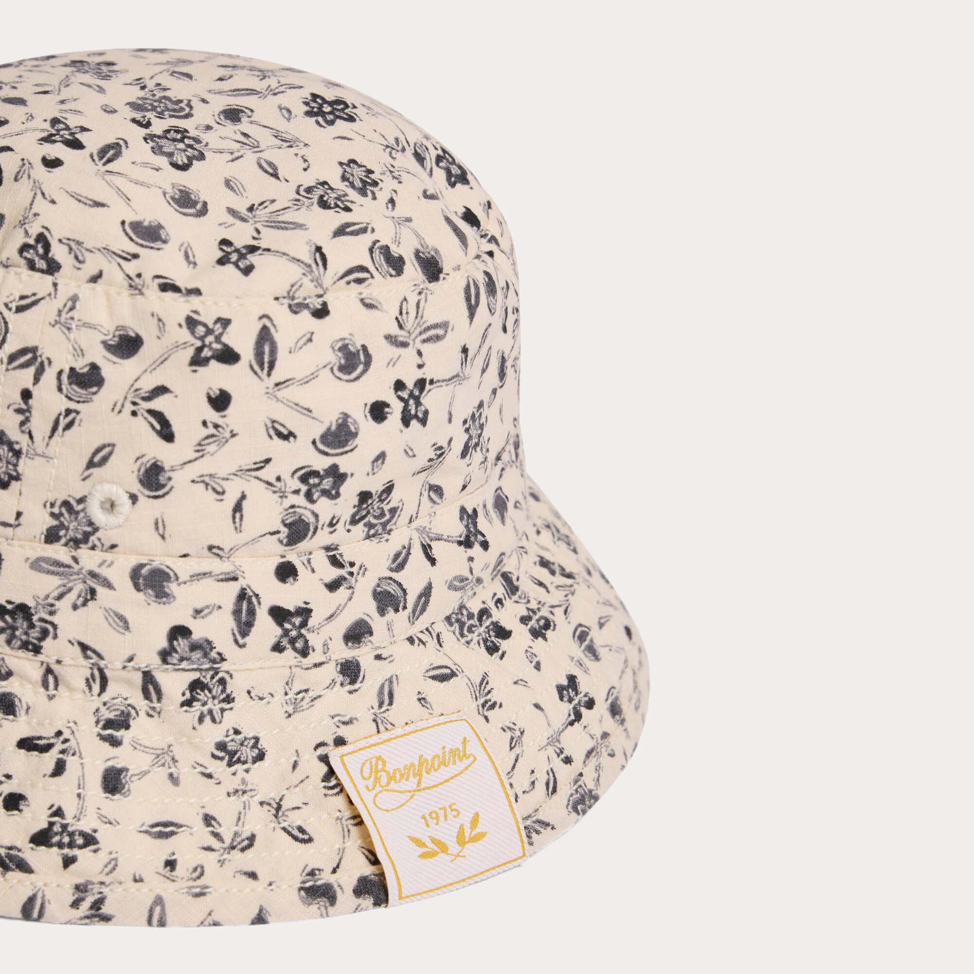 Boys Grey Floral Cotton Hat