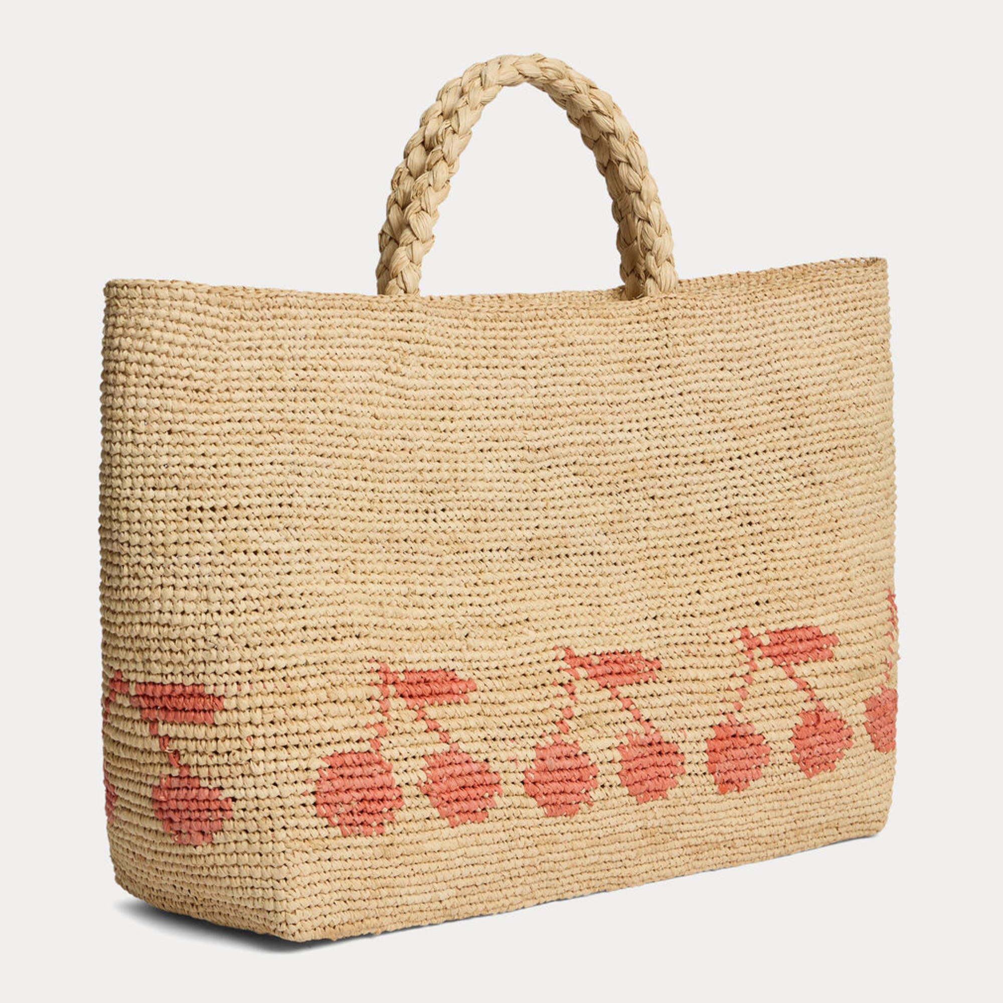 Girls Beige Logo Raphia Handbag