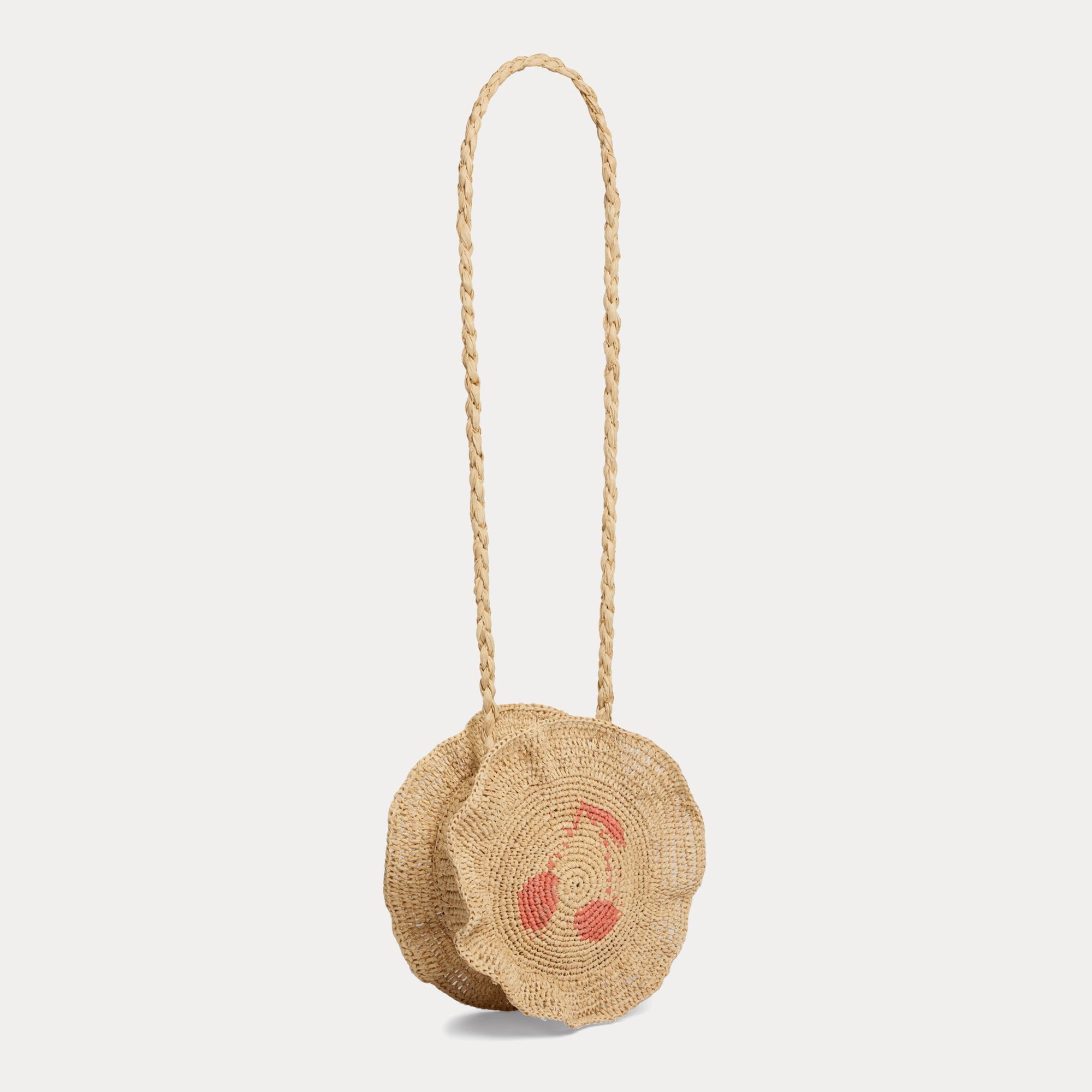 Girls Beige Logo Raphia Shoulder Bag