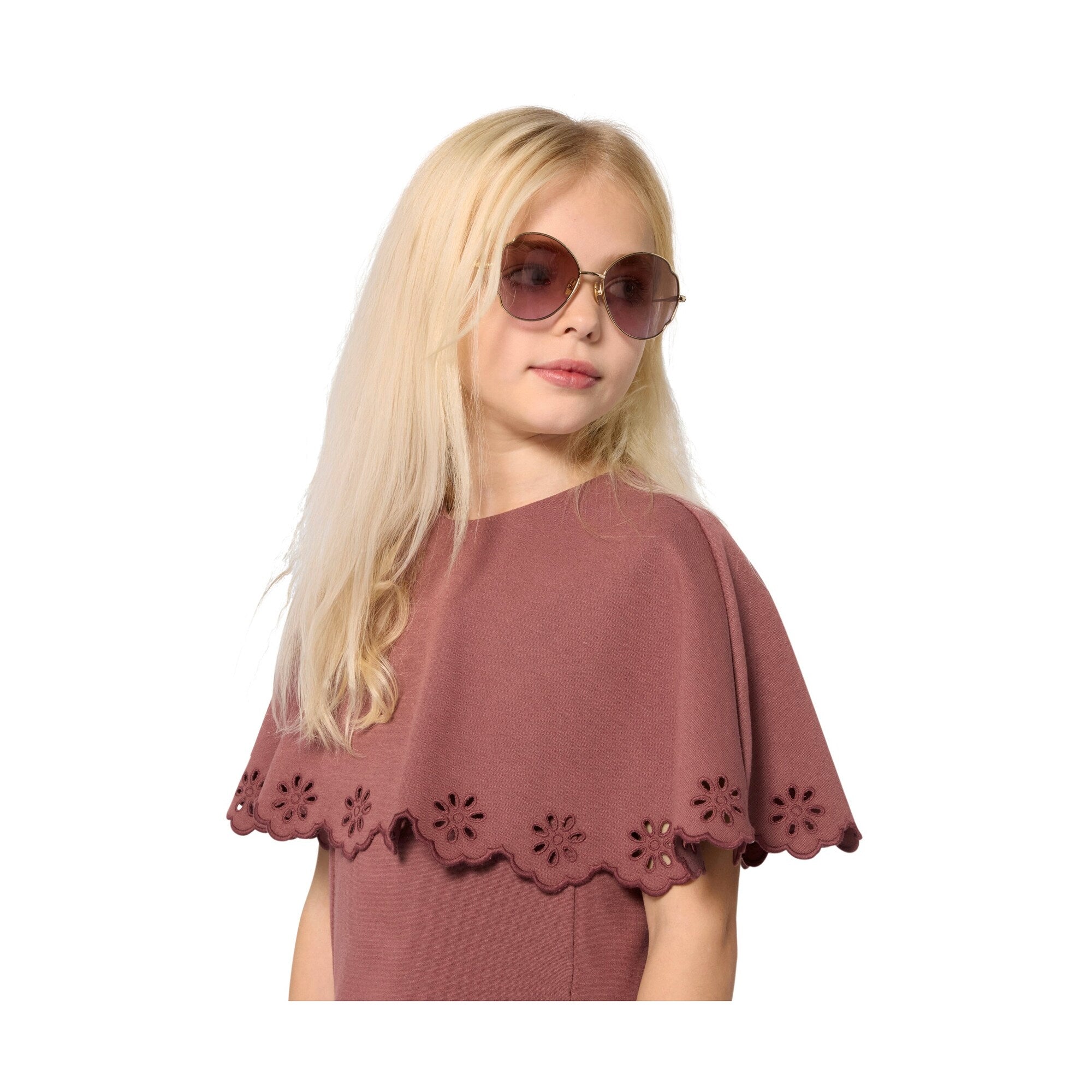 Girls Wine Red Ruffled Dress