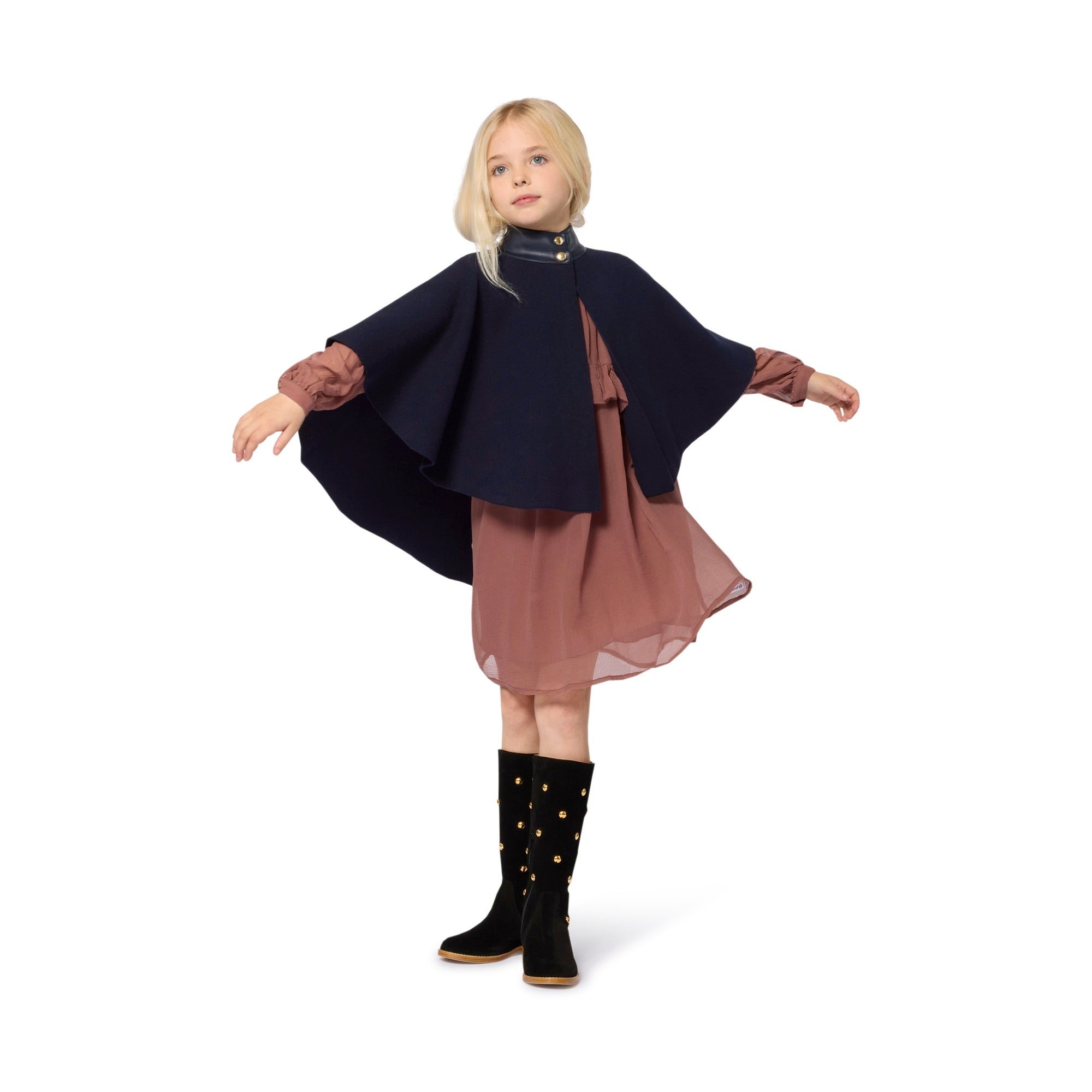 Girls Dark Blue Cotton Cape