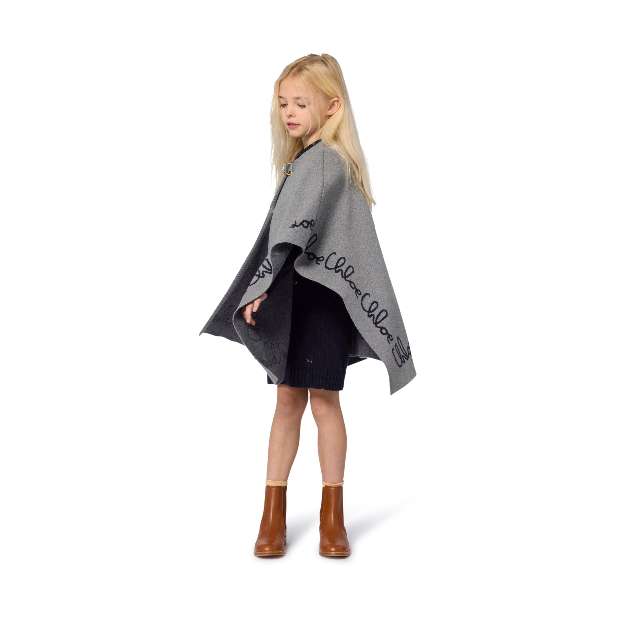 Girls Grey Logo Cotton Cape