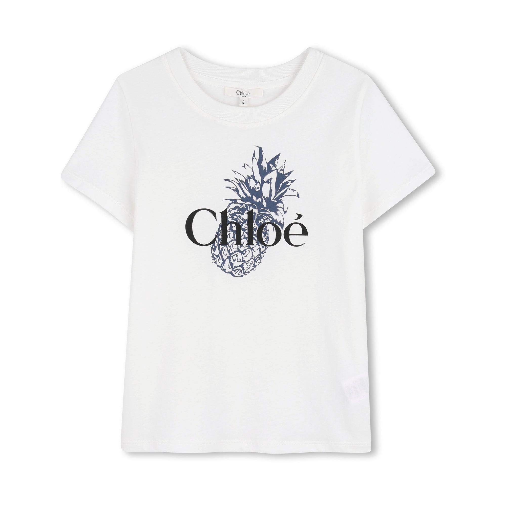 Girls White Printed Cotton T-Shirt