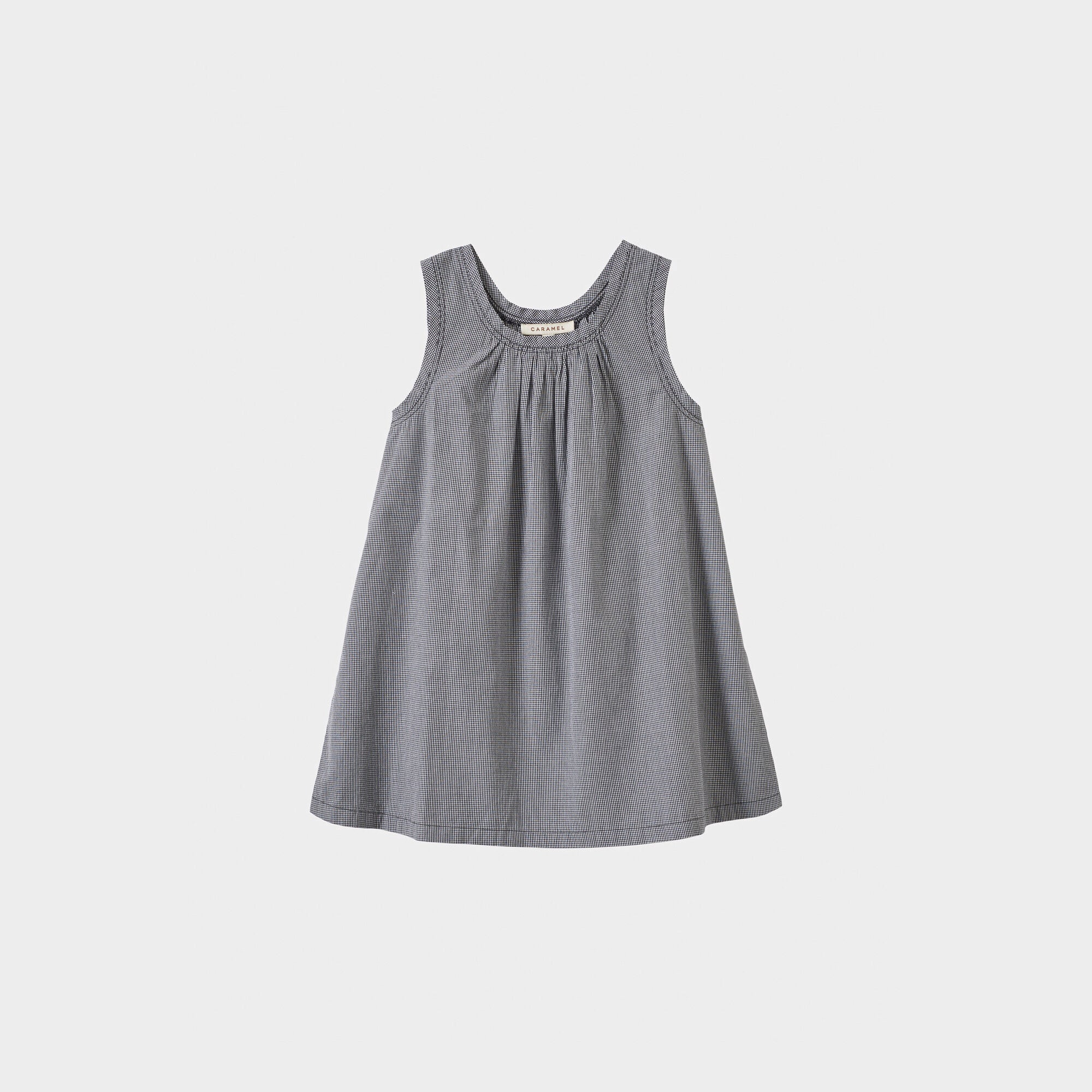 Girls Black Check Cotton Dress