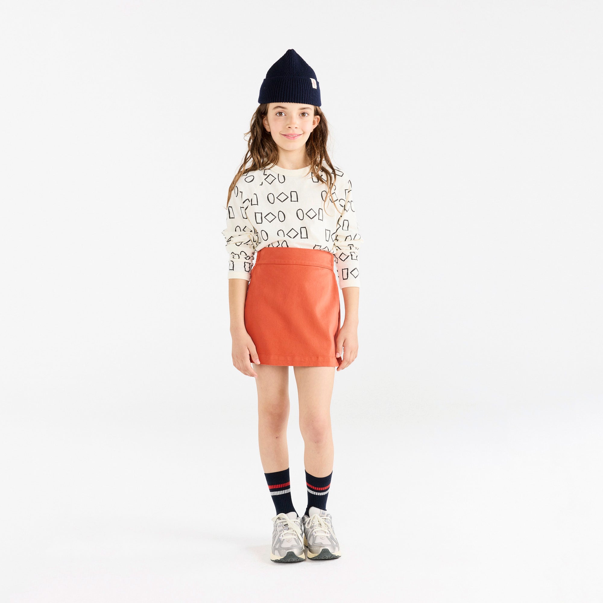 Girls Orange Cotton Skirt