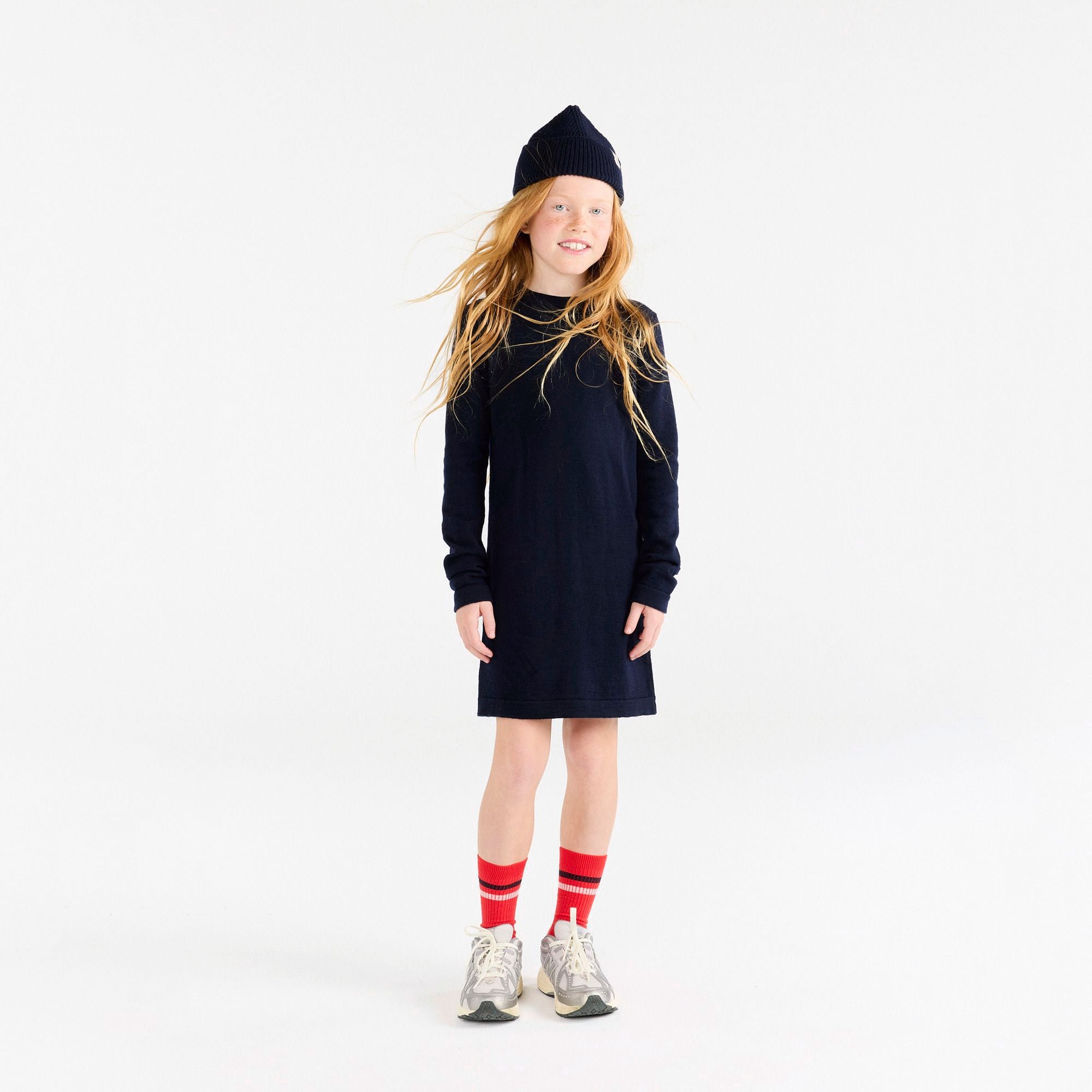 Girls Navy Wool Dress