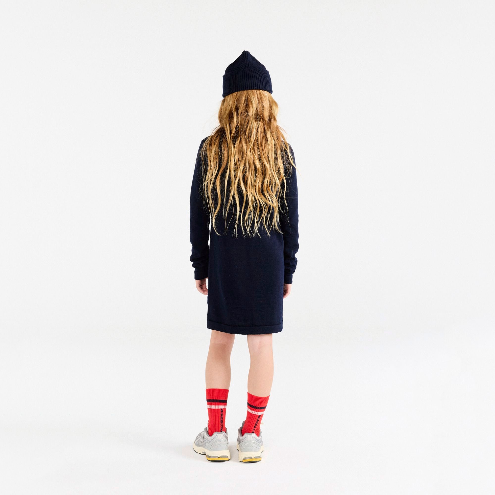 Girls Navy Wool Dress