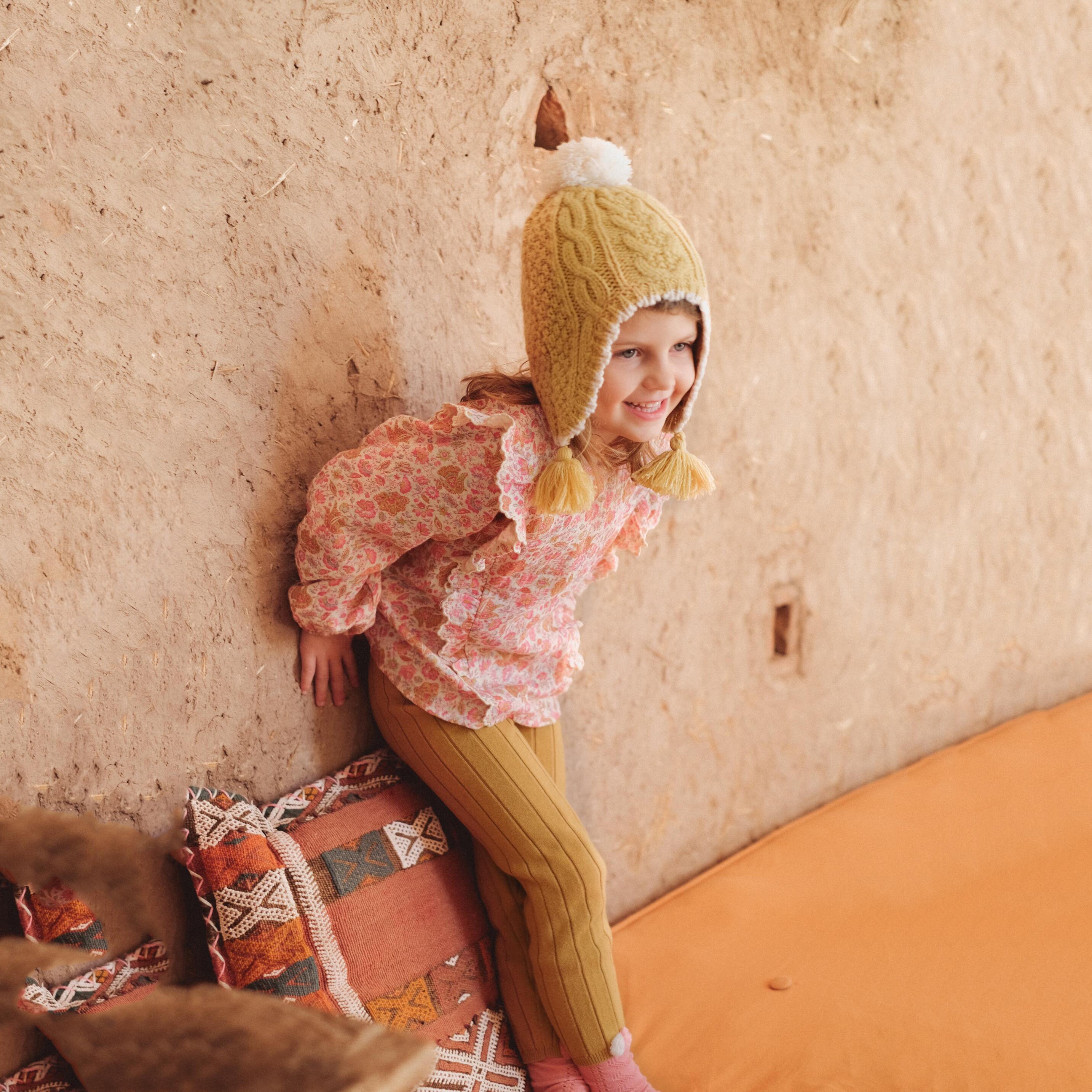 Girls Yellow Knit Hat