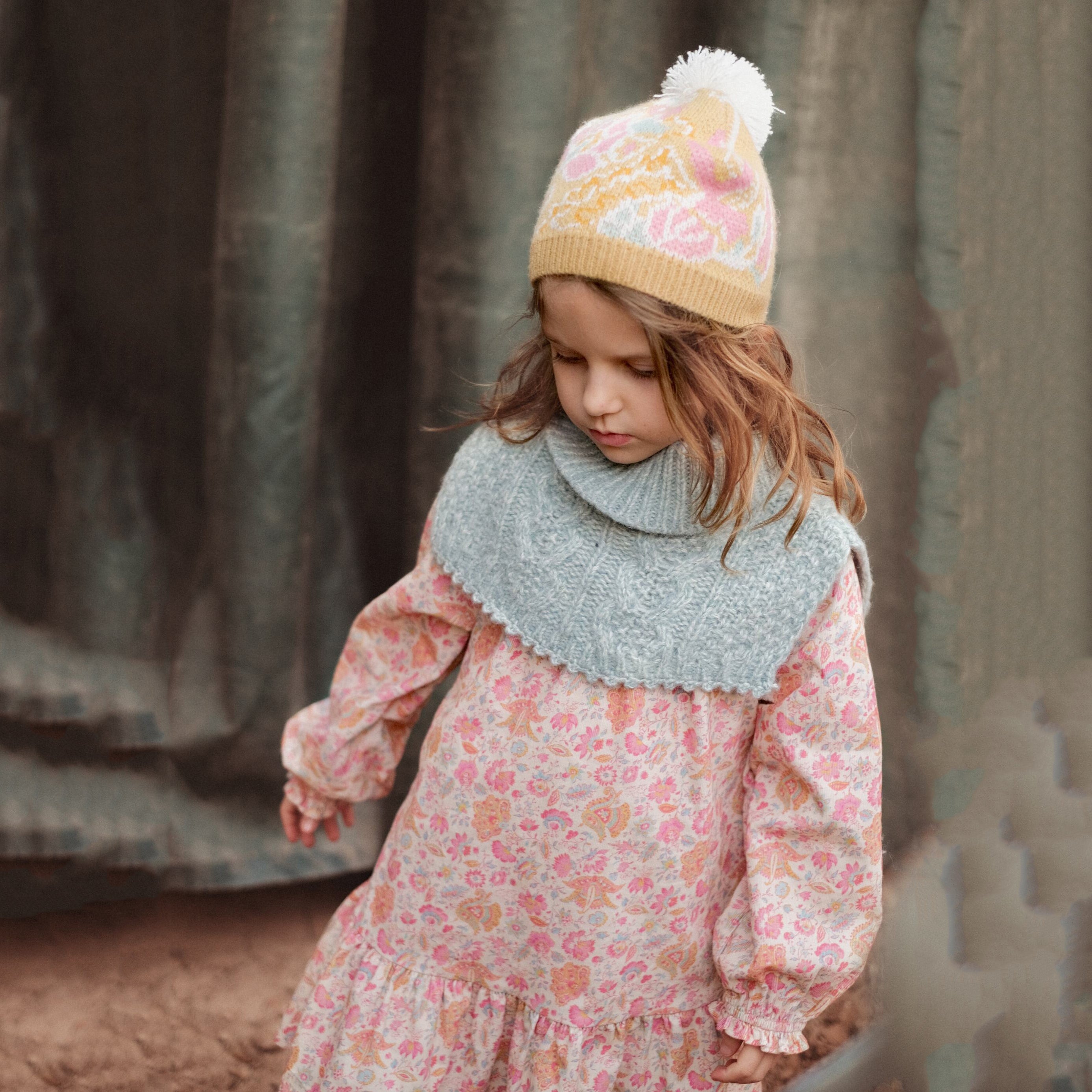 Girls Blue Wool Scarf