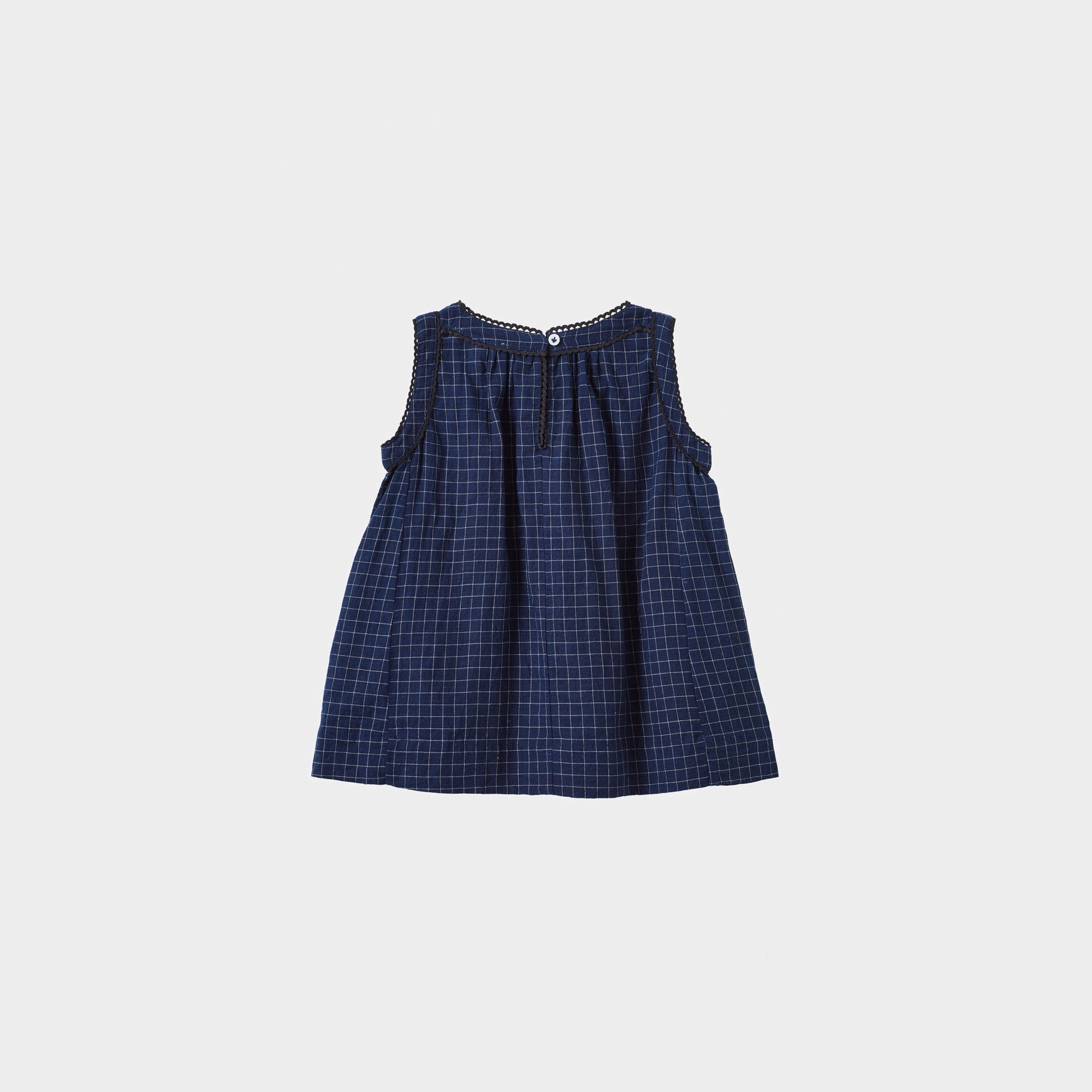 Baby Girls Navy Check Cotton Dress