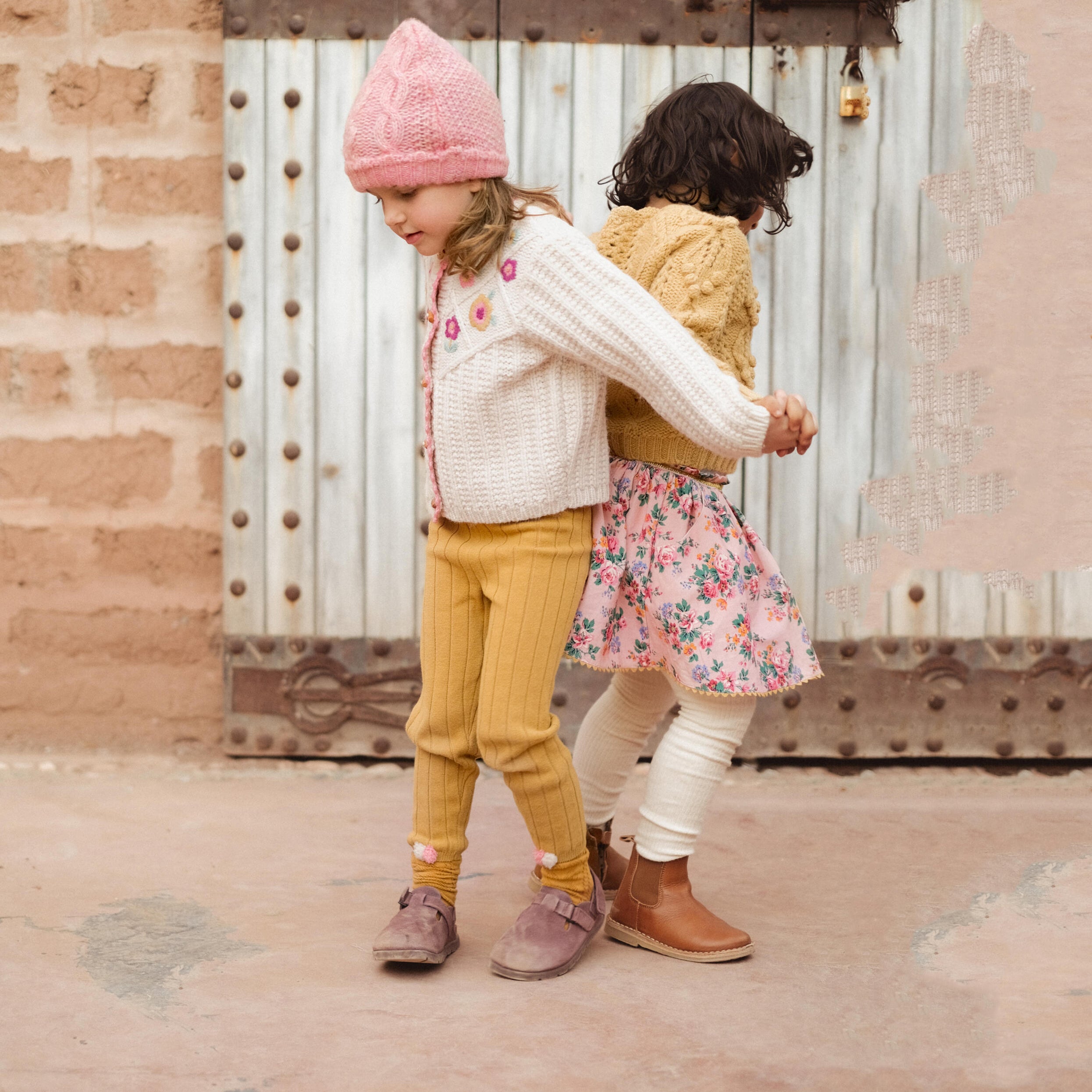 Girls White Flower Wool Cardigan