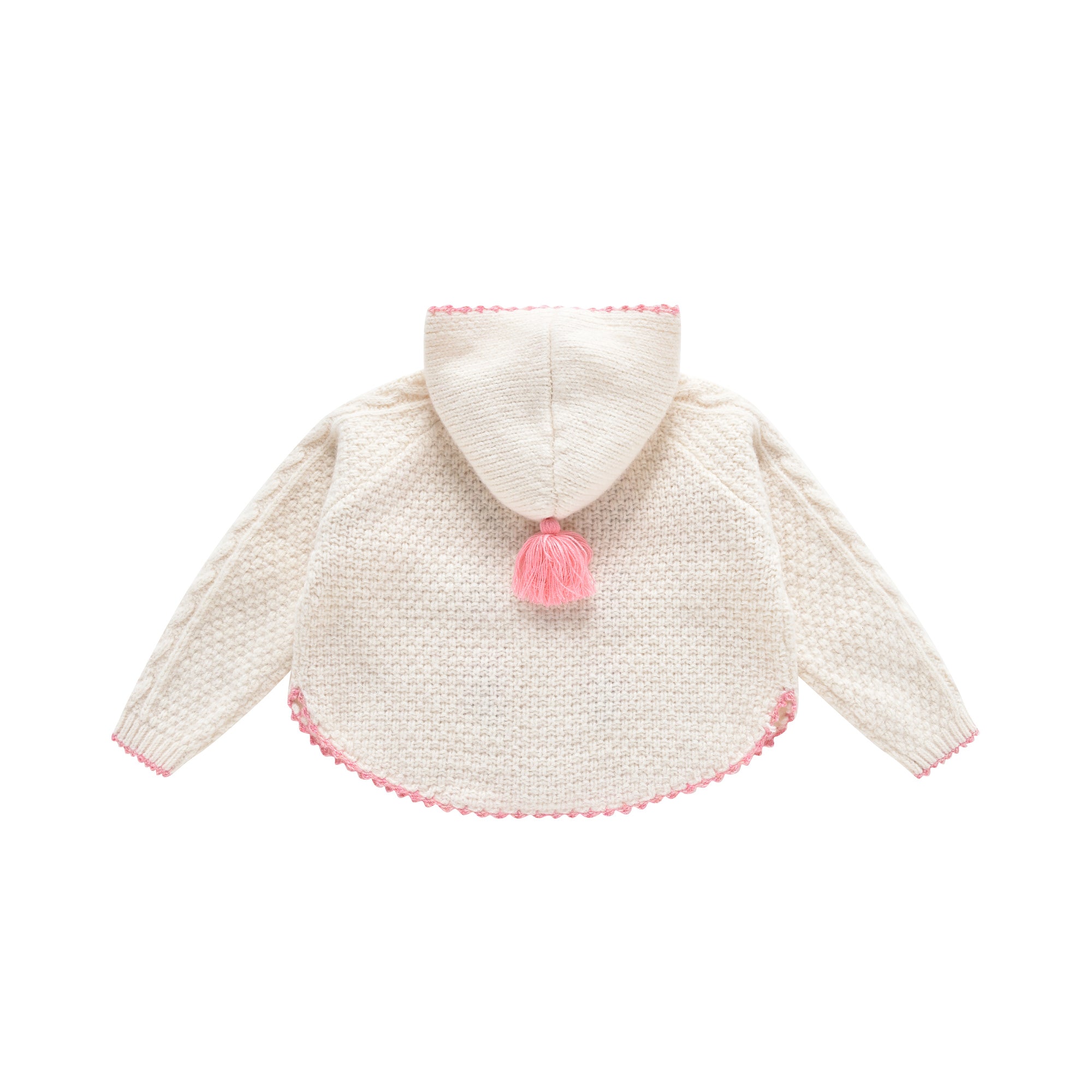 Girls White Wool Hooded Cardigan