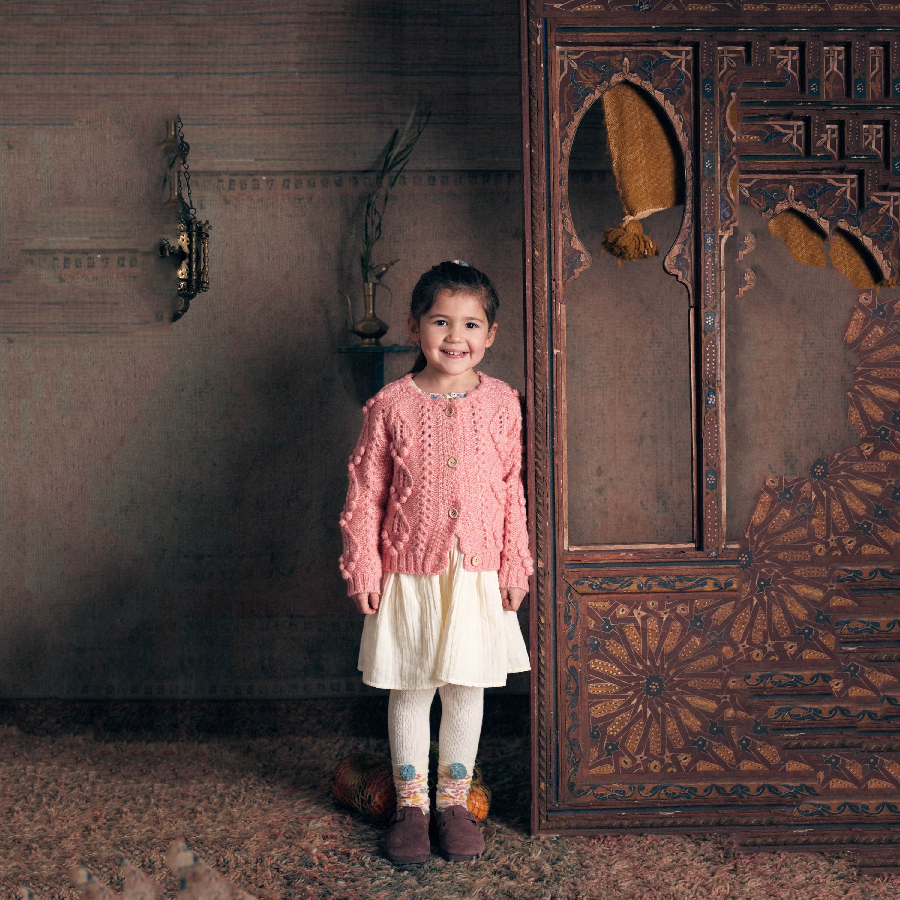 Girls Pink Wool Cardigan