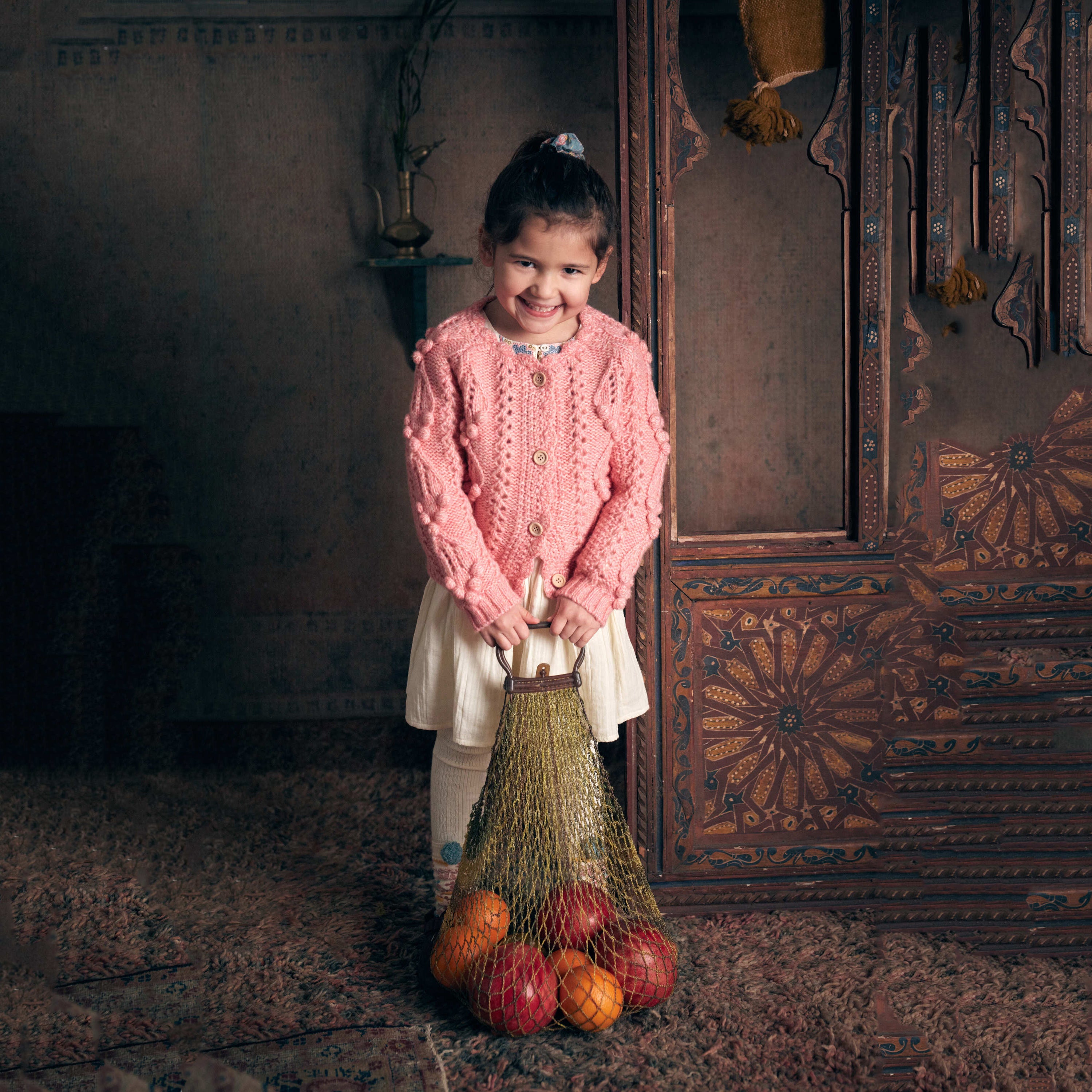 Girls Pink Wool Cardigan