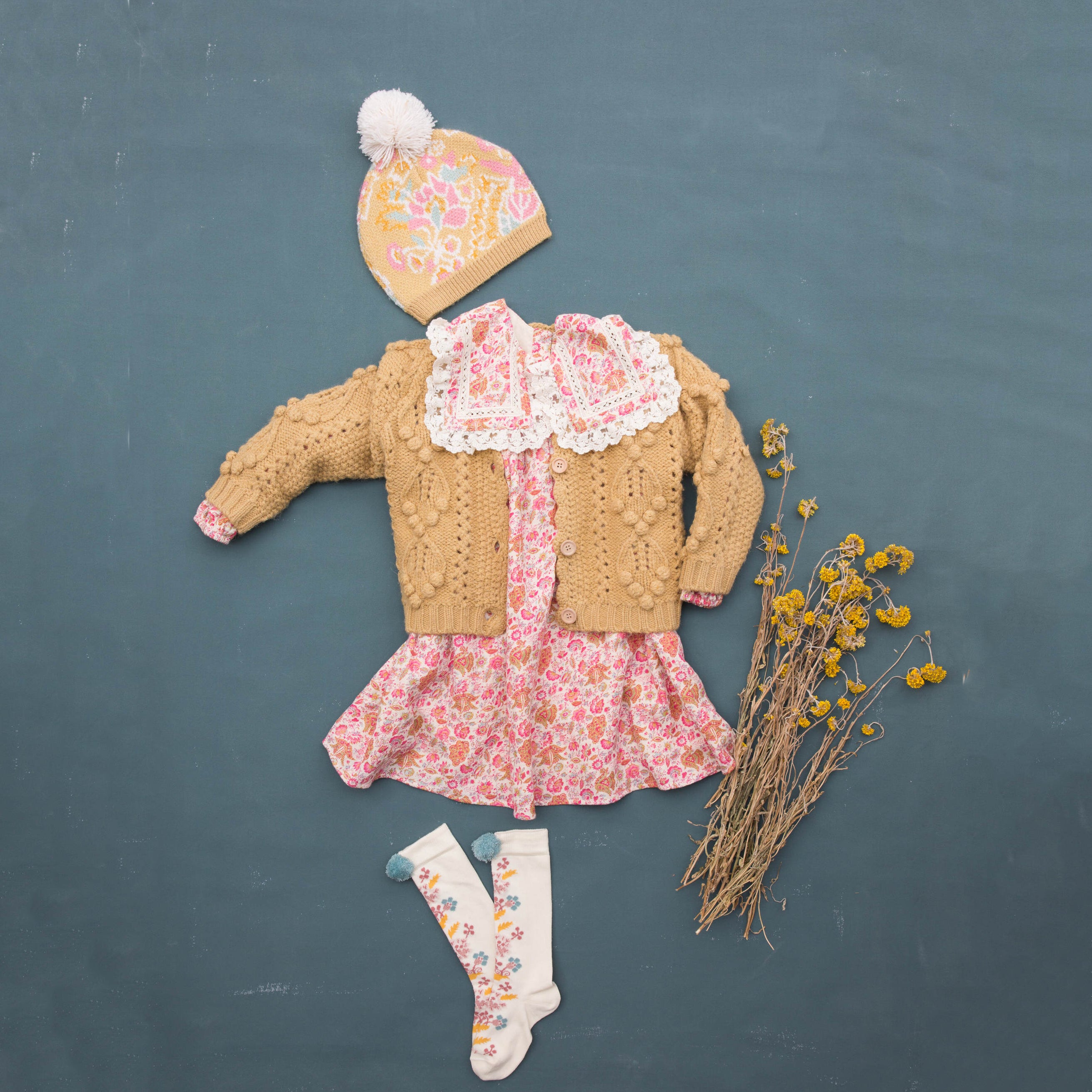 Girls Yellow Wool Cardigan