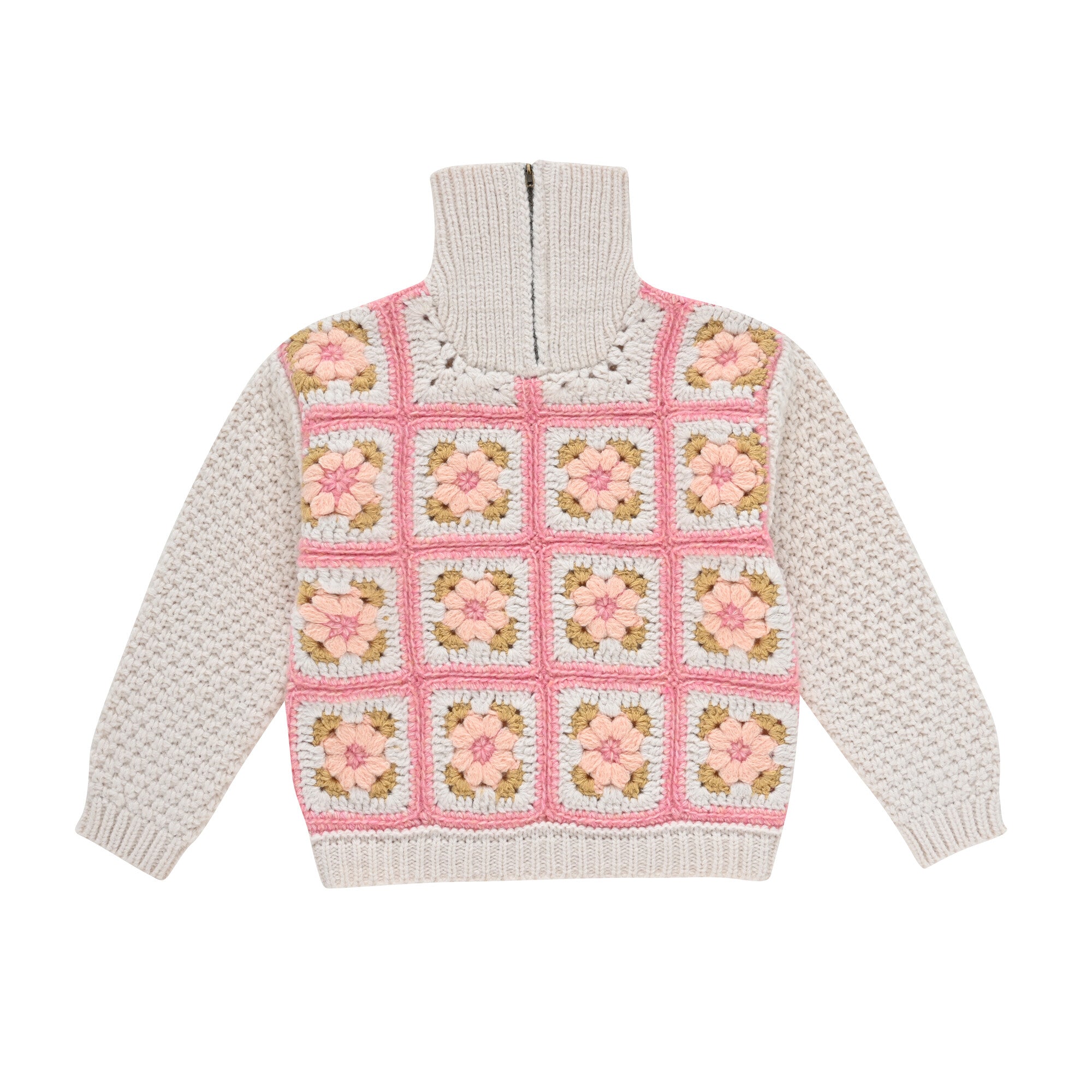 Girls White Flower Sweater