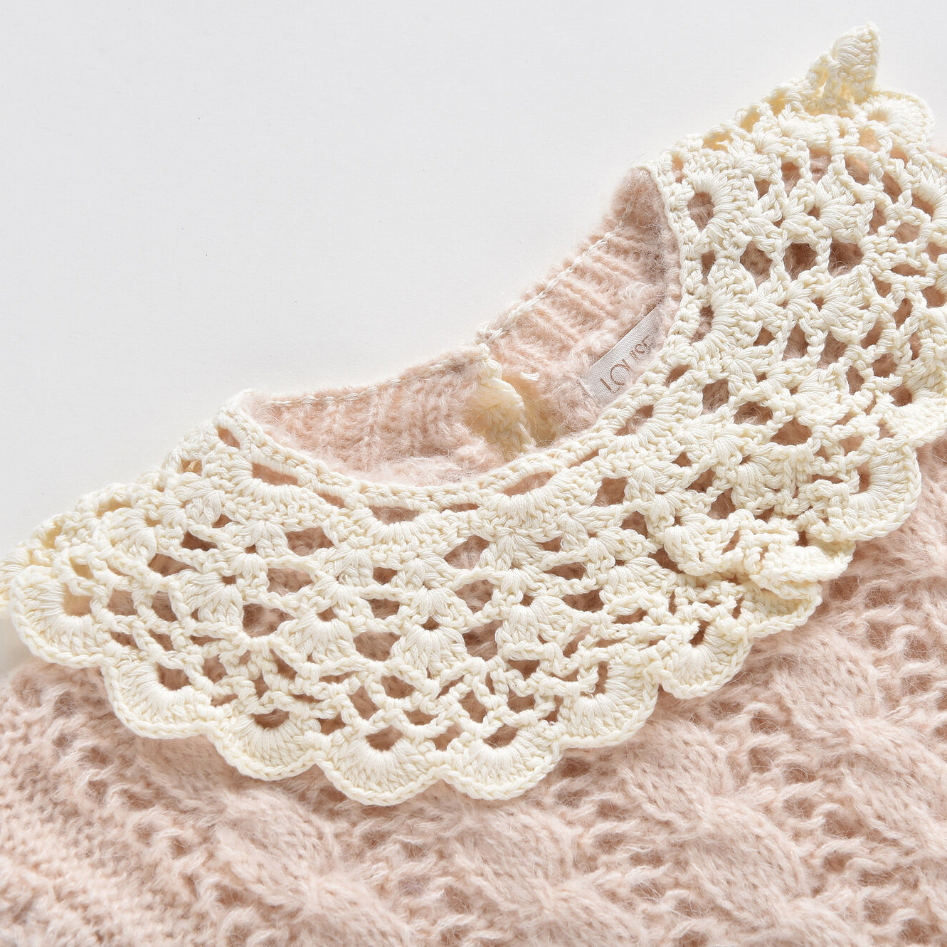 Girls Light Pink Ruffled Sweater