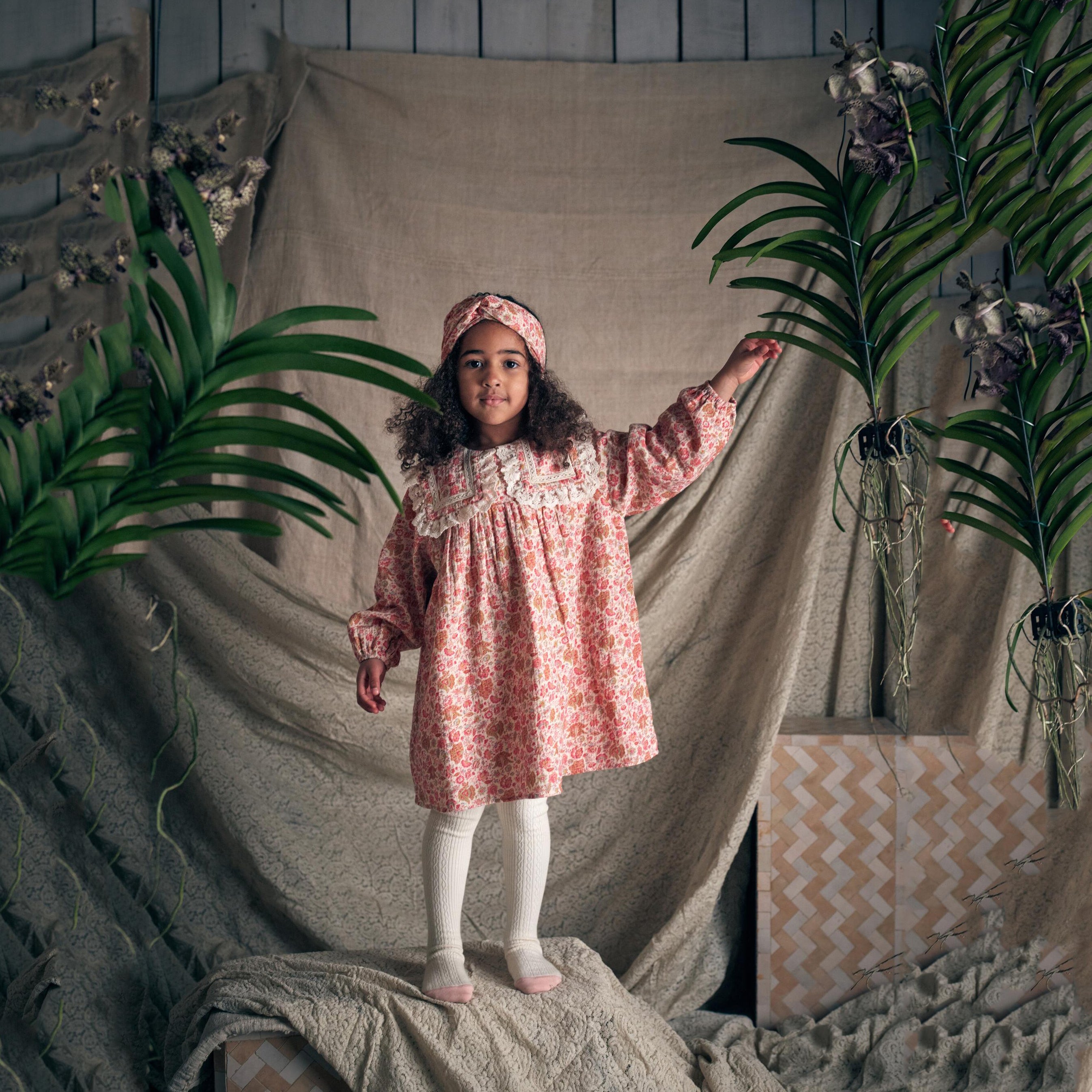 Girls Pink Floral Cotton Dress