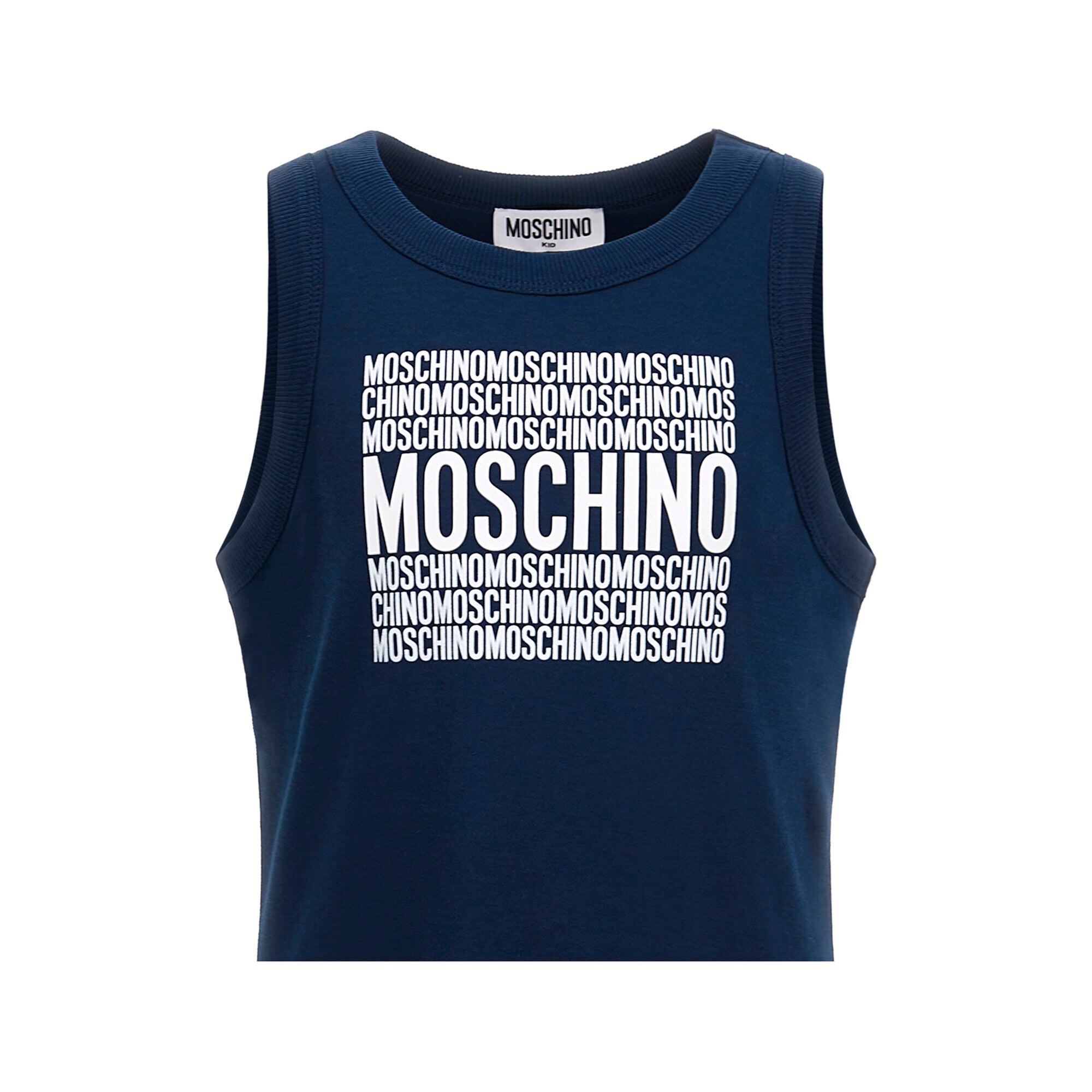 Girls Navy Blue Printed Cotton Dress