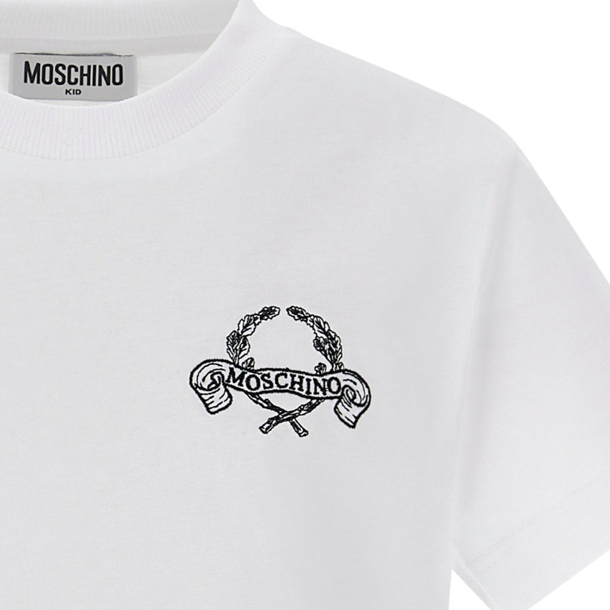 Boys & Girls White Embroidered Cotton T-Shirt