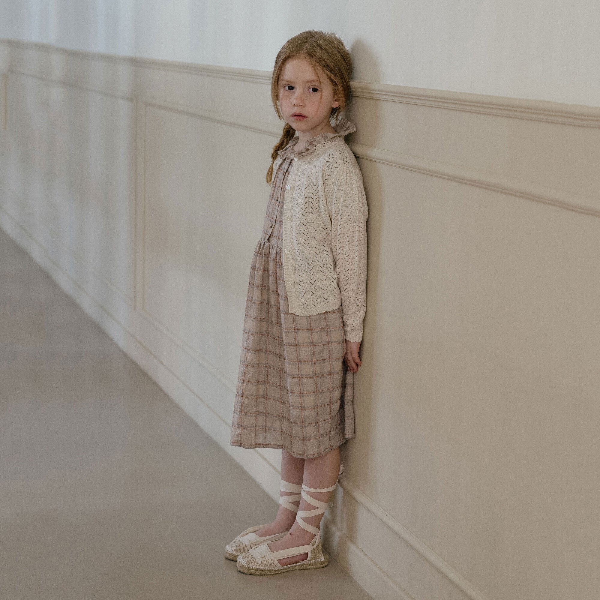 Girls Beige Knit Cardigan