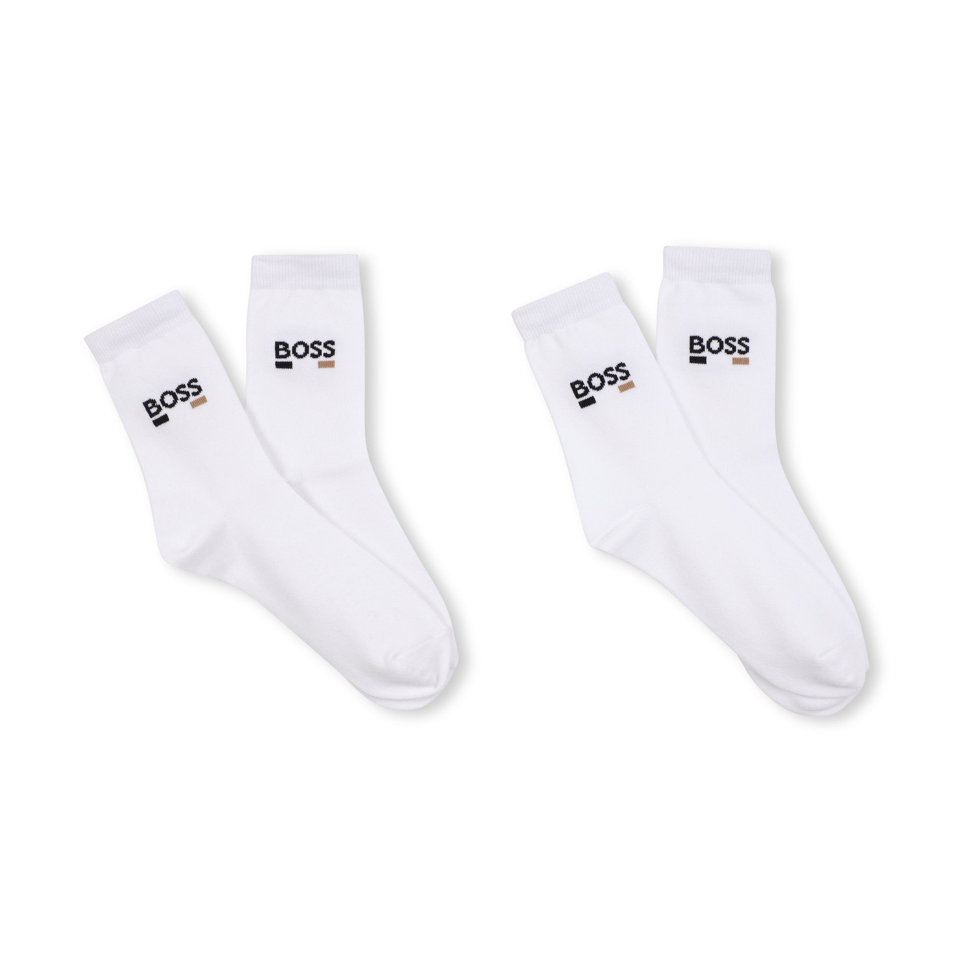 Boys White Logo Cotton Socks Set(2 Pack)