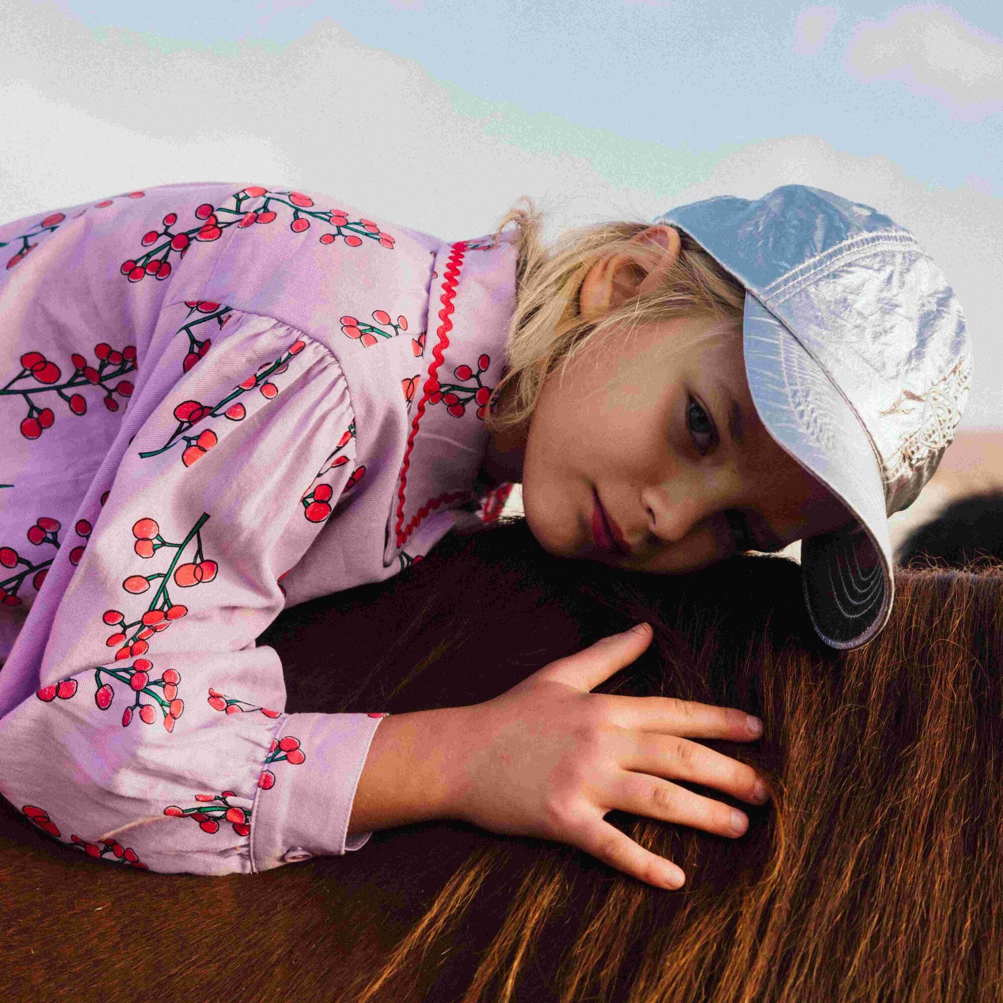 Girls Purple Floral Cotton Shirt