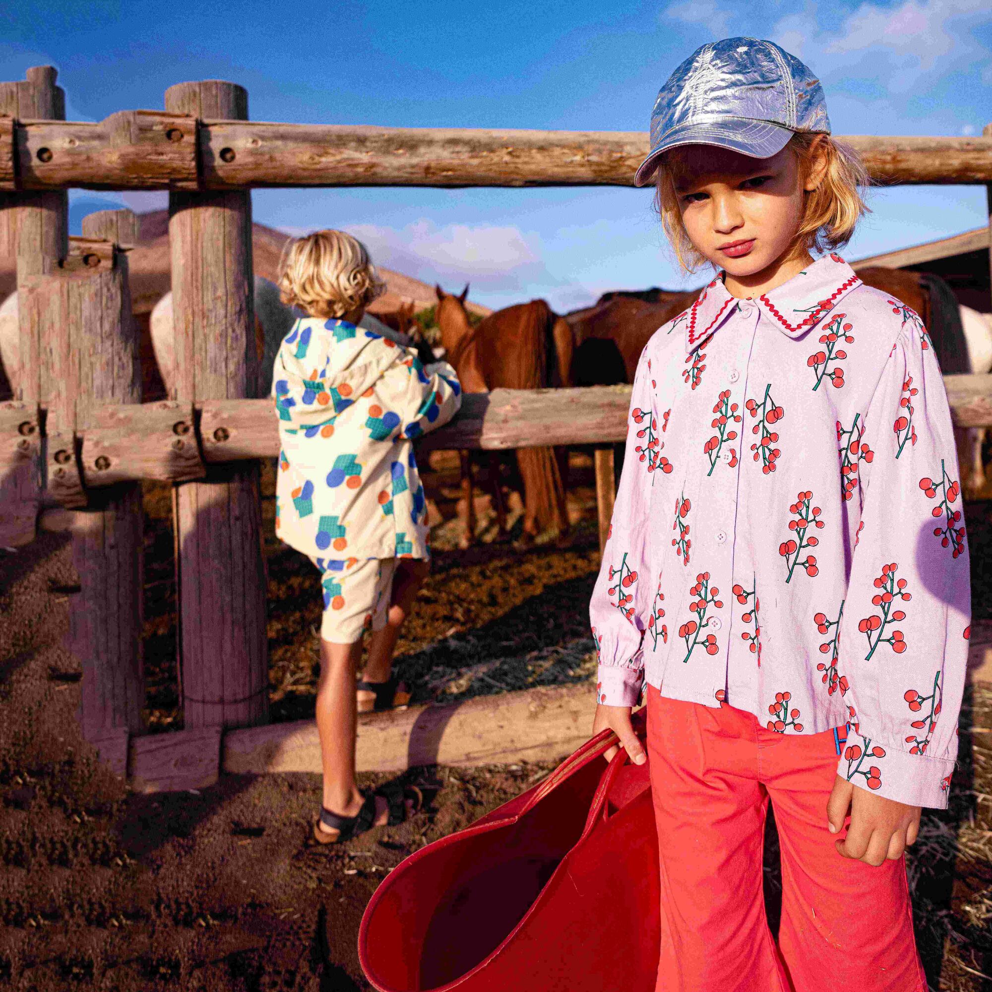 Girls Purple Floral Cotton Shirt