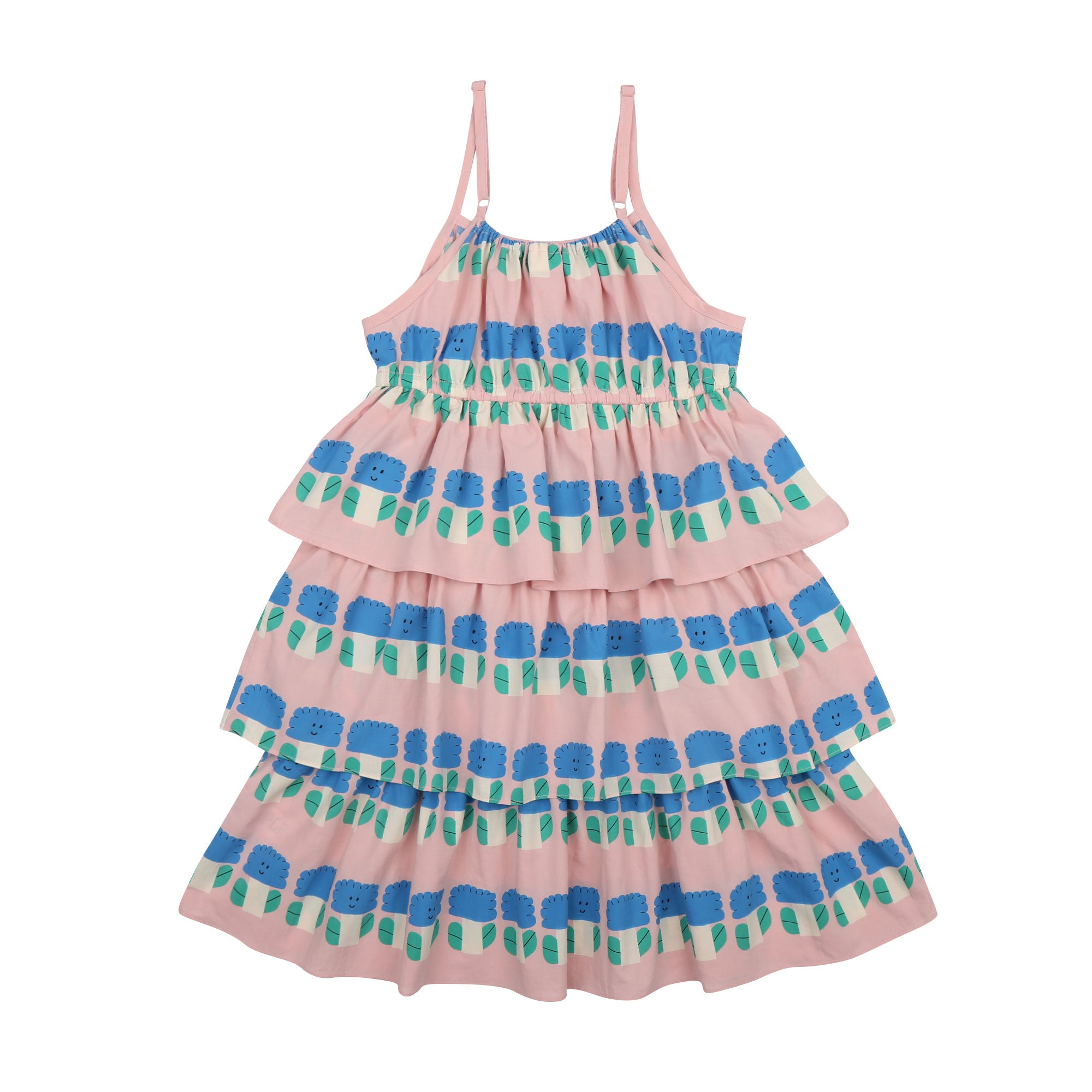 Girls Pink Printed Cotton Dress