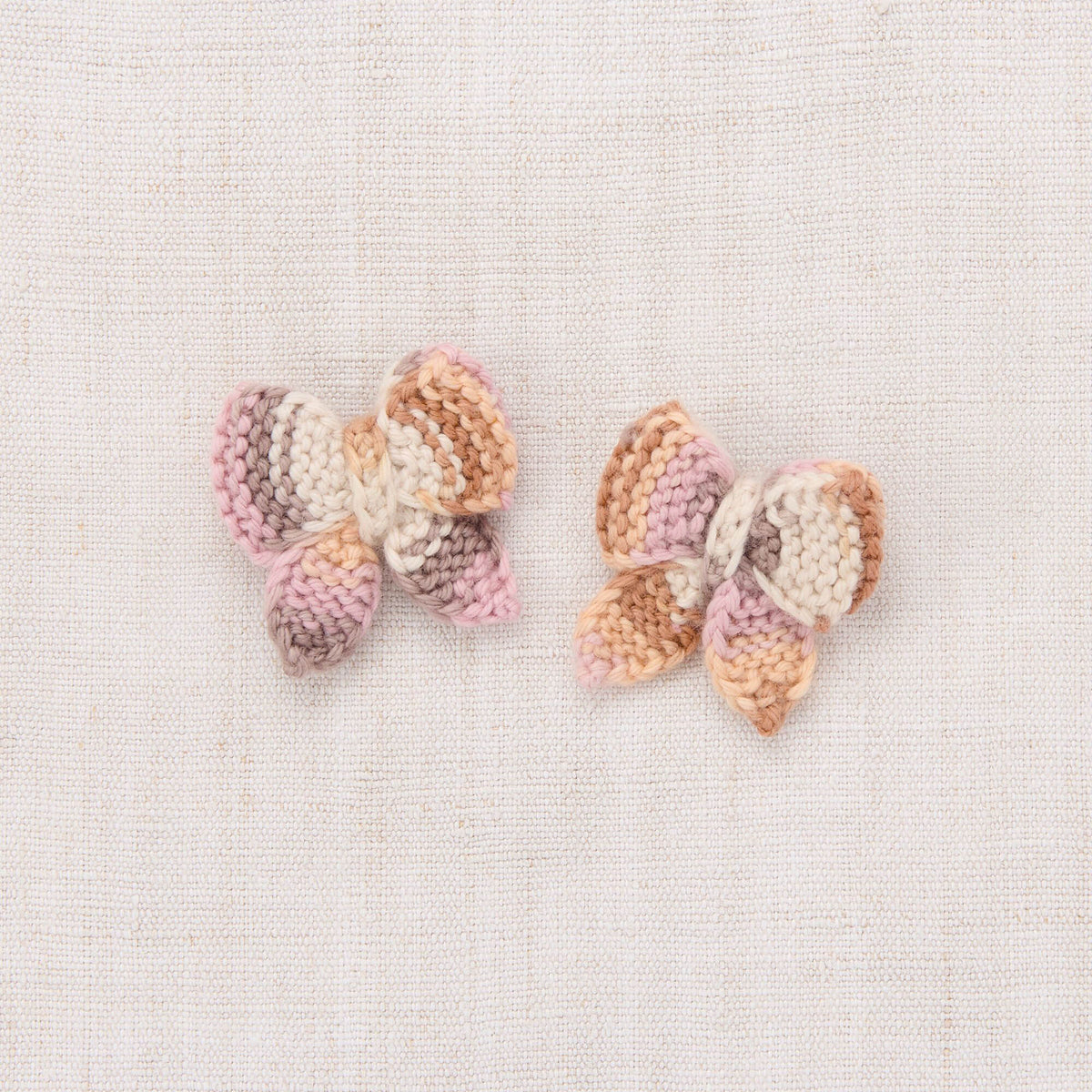 Girls Pink Tie-dye Bow Wool Hair Clips