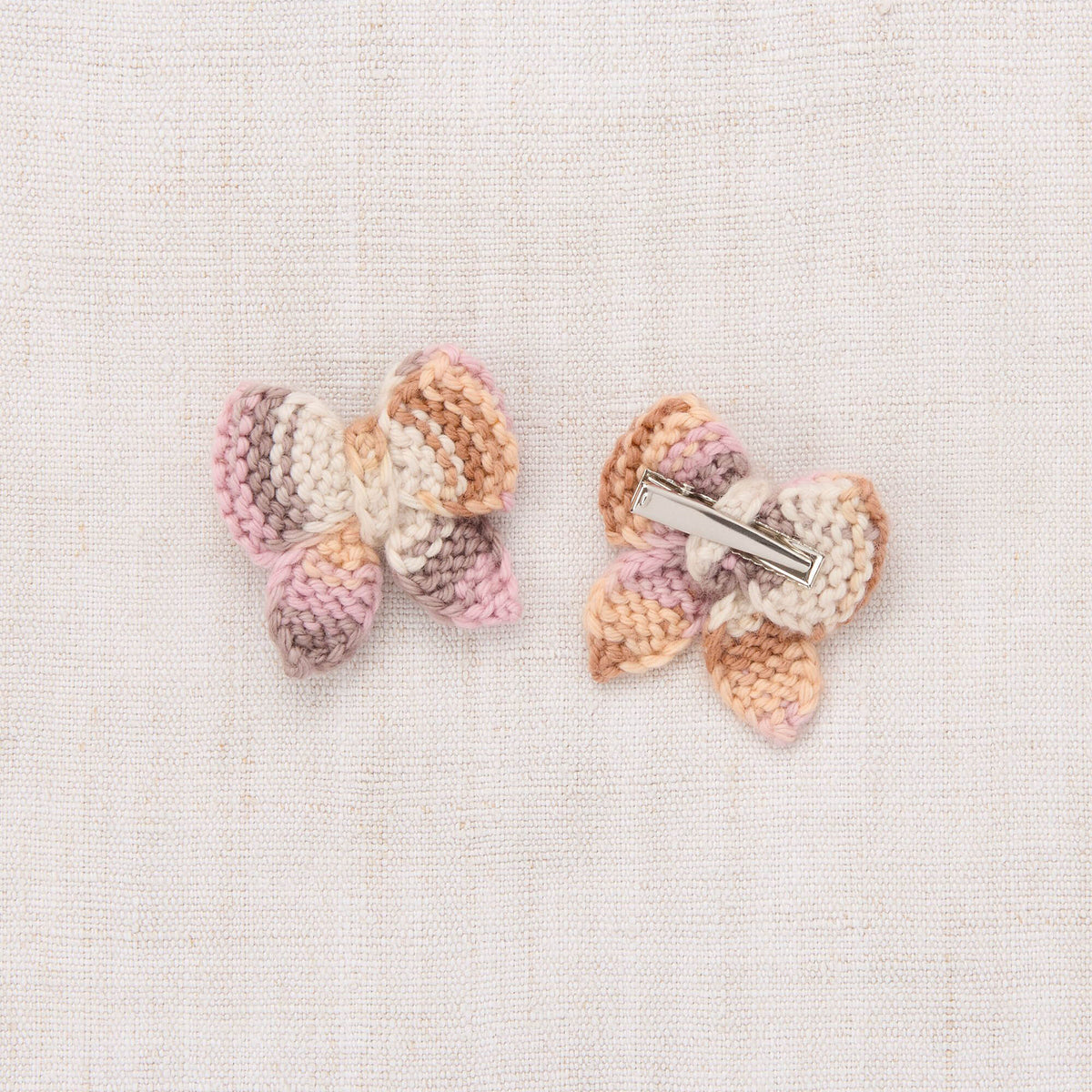 Girls Pink Tie-dye Bow Wool Hair Clips