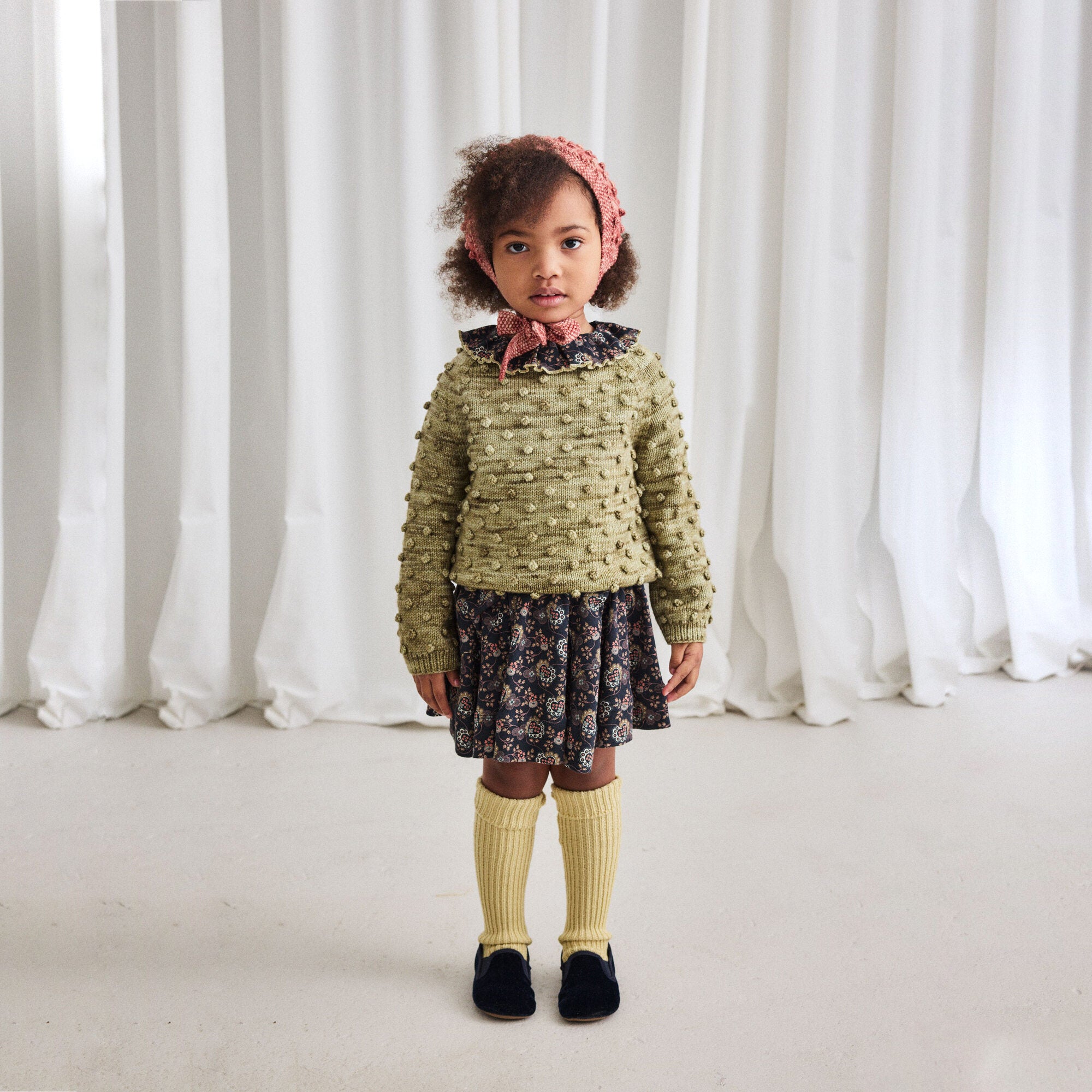 Boys & Girls Green Popcorn Wool Sweater