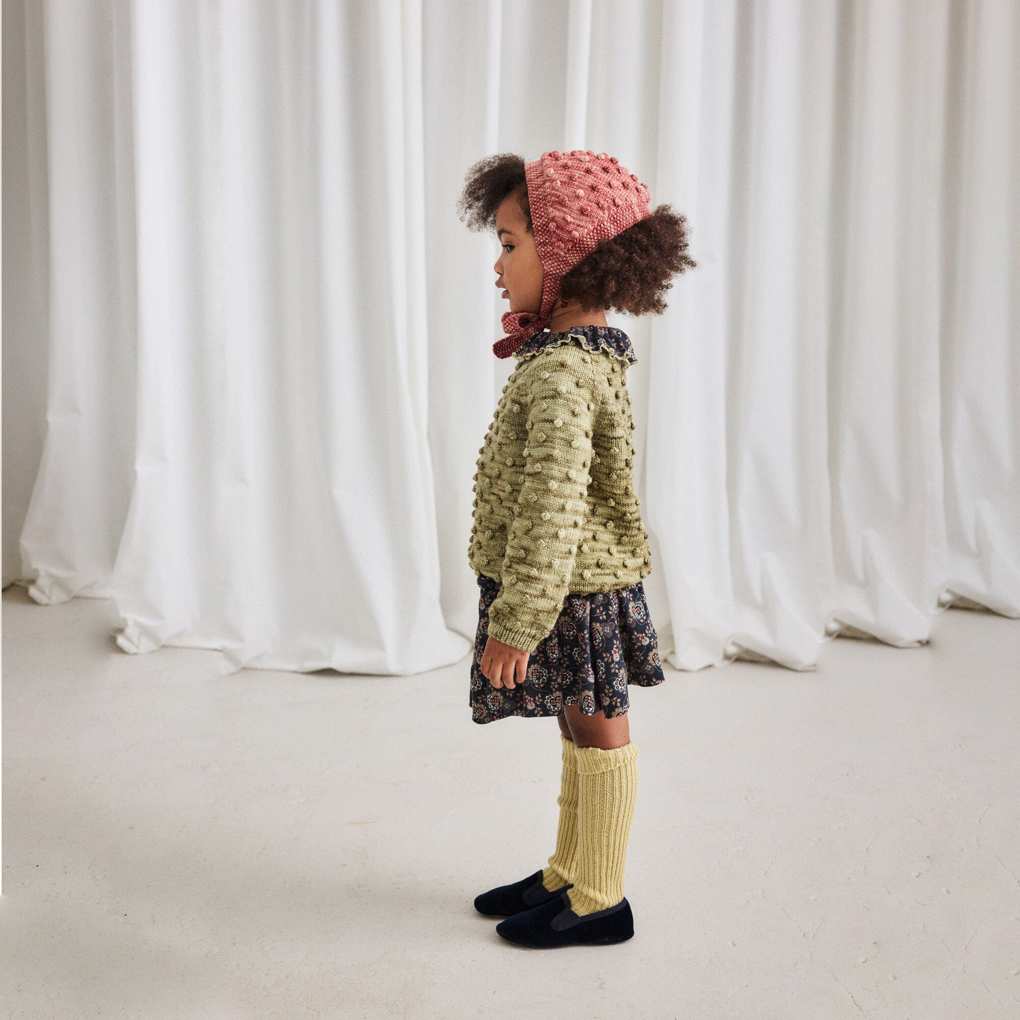 Girls Pink Wool Popcorn Headwarmer