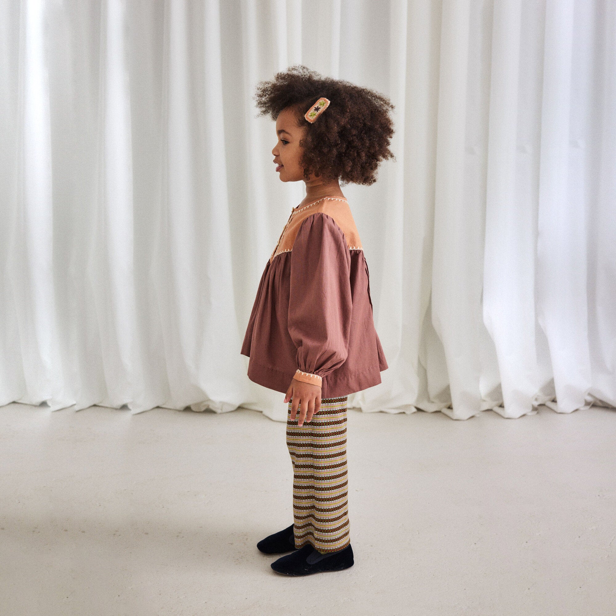 Girls Light Pink Embroidered Star Hair Clips