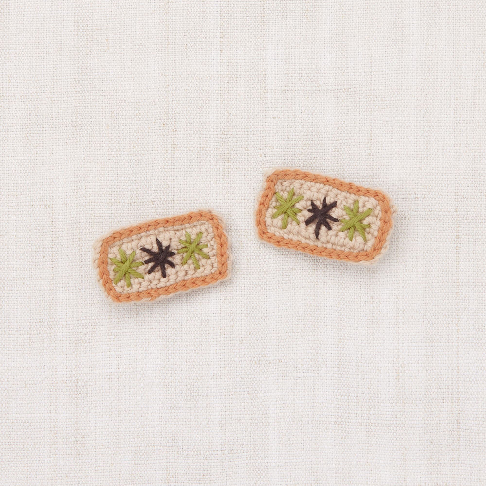 Girls Light Pink Embroidered Star Hair Clips