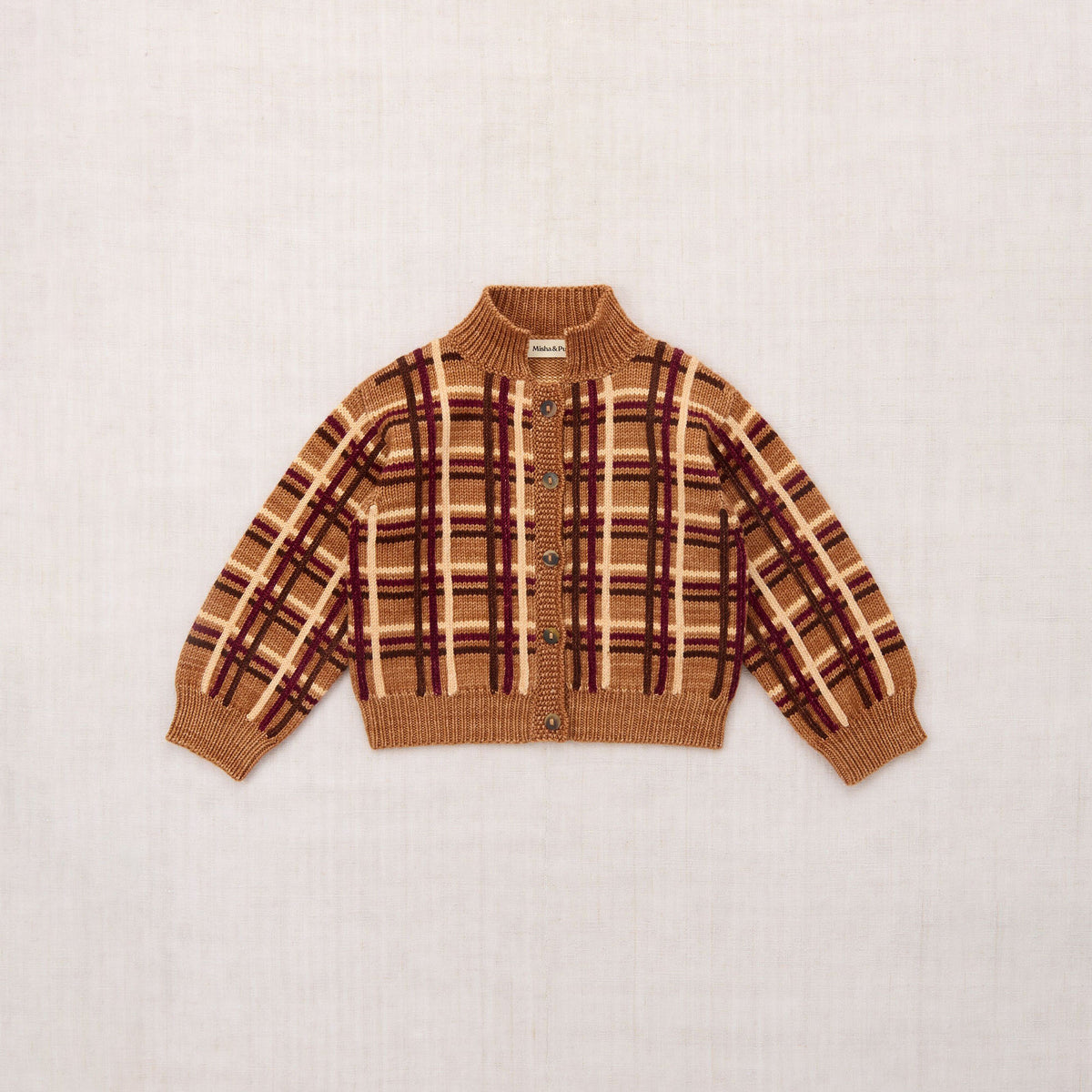 Boys & Girls Gold Check Wool Cardigan