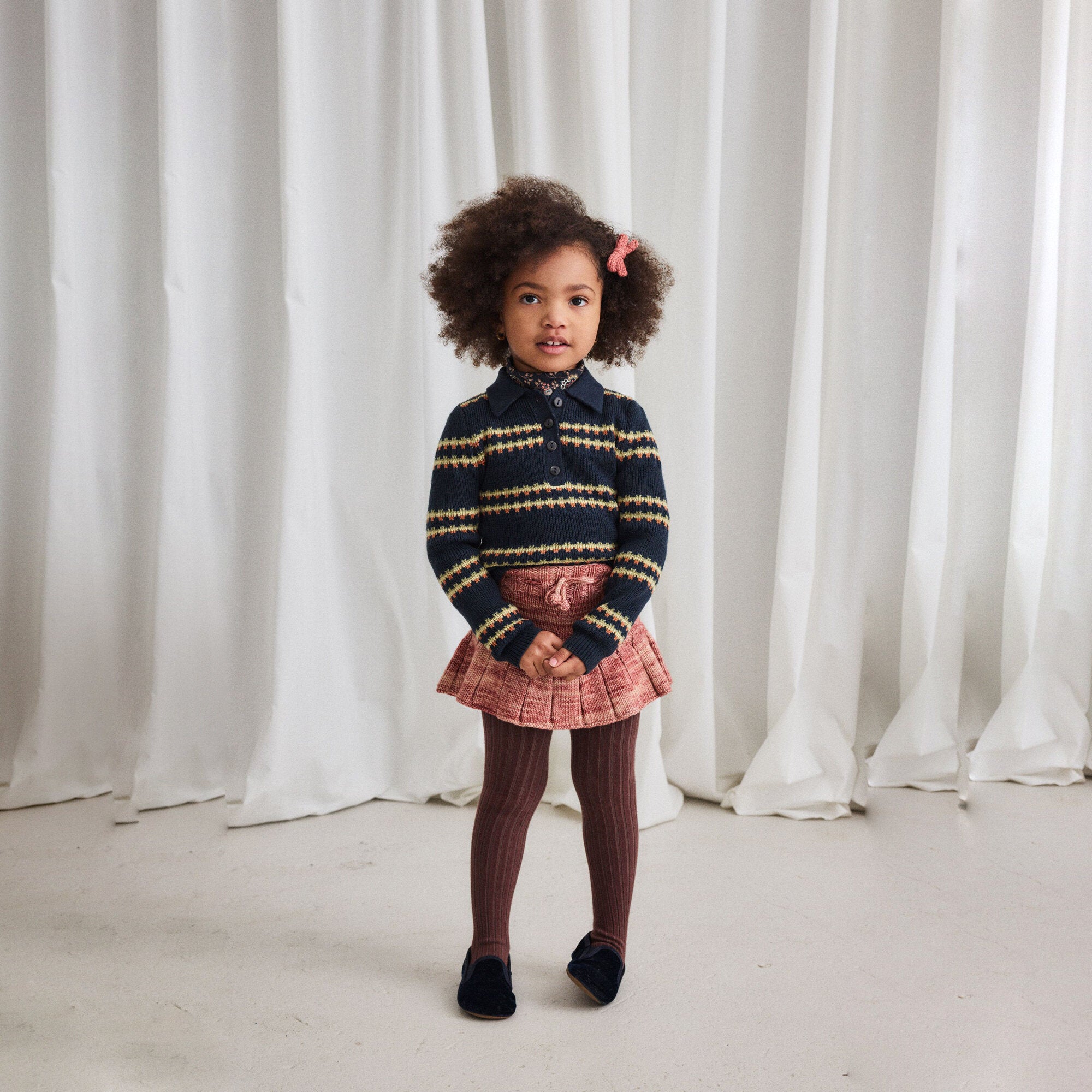 Boys & Girls Dark Blue Jacquard Cotton Sweater