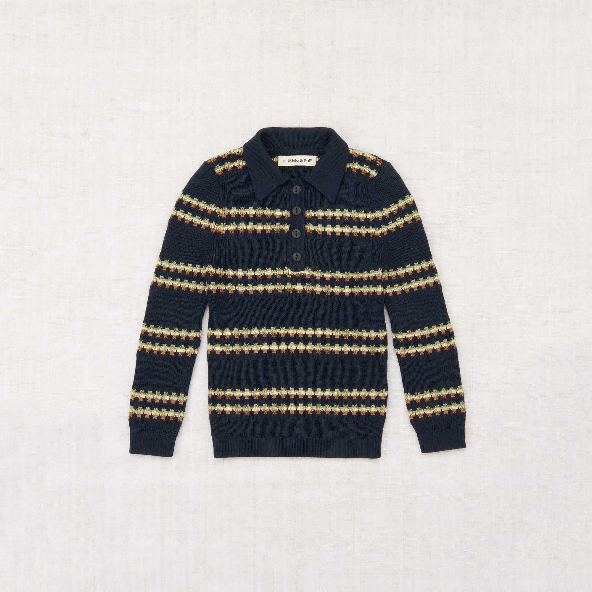 Boys & Girls Dark Blue Jacquard Cotton Sweater