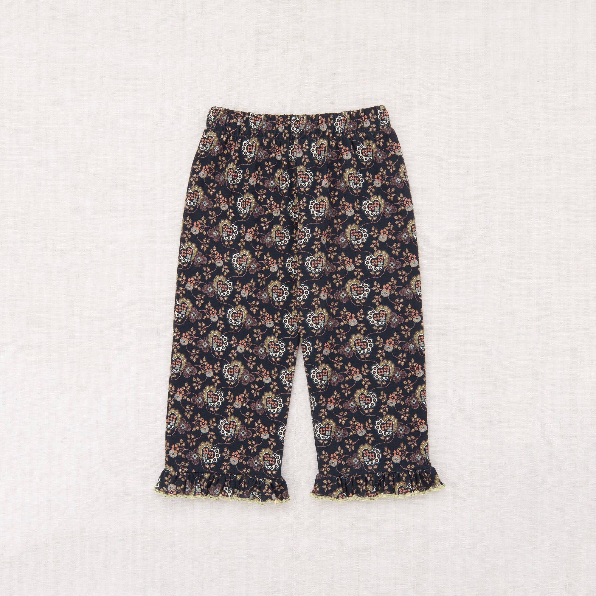 Girls Dark Grey Floral Cotton Trousers
