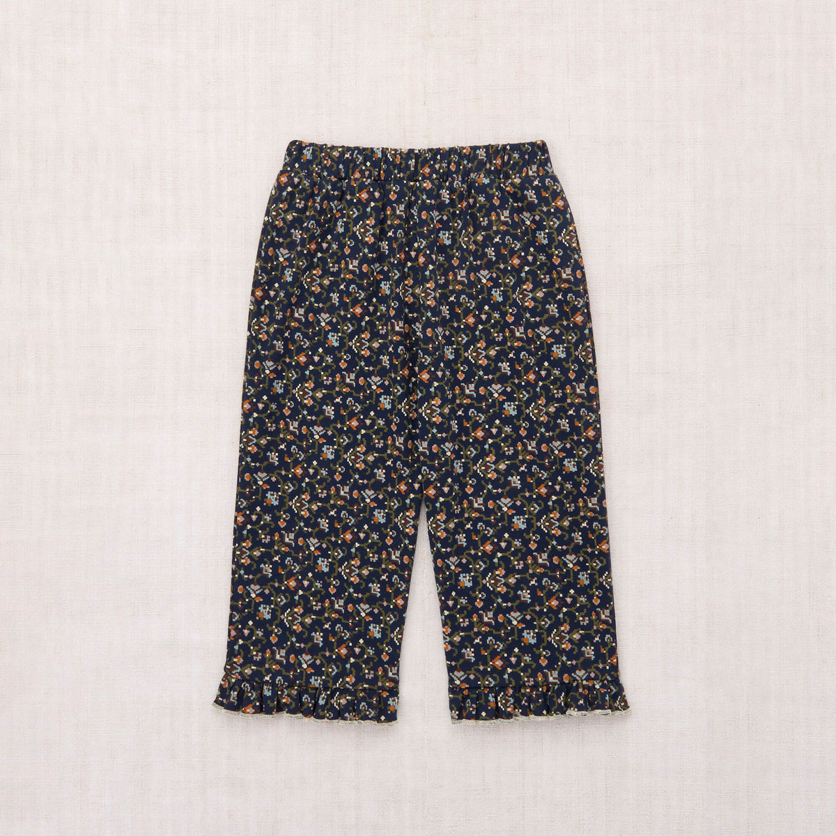 Girls Dark Blue Pattern Cotton Trousers