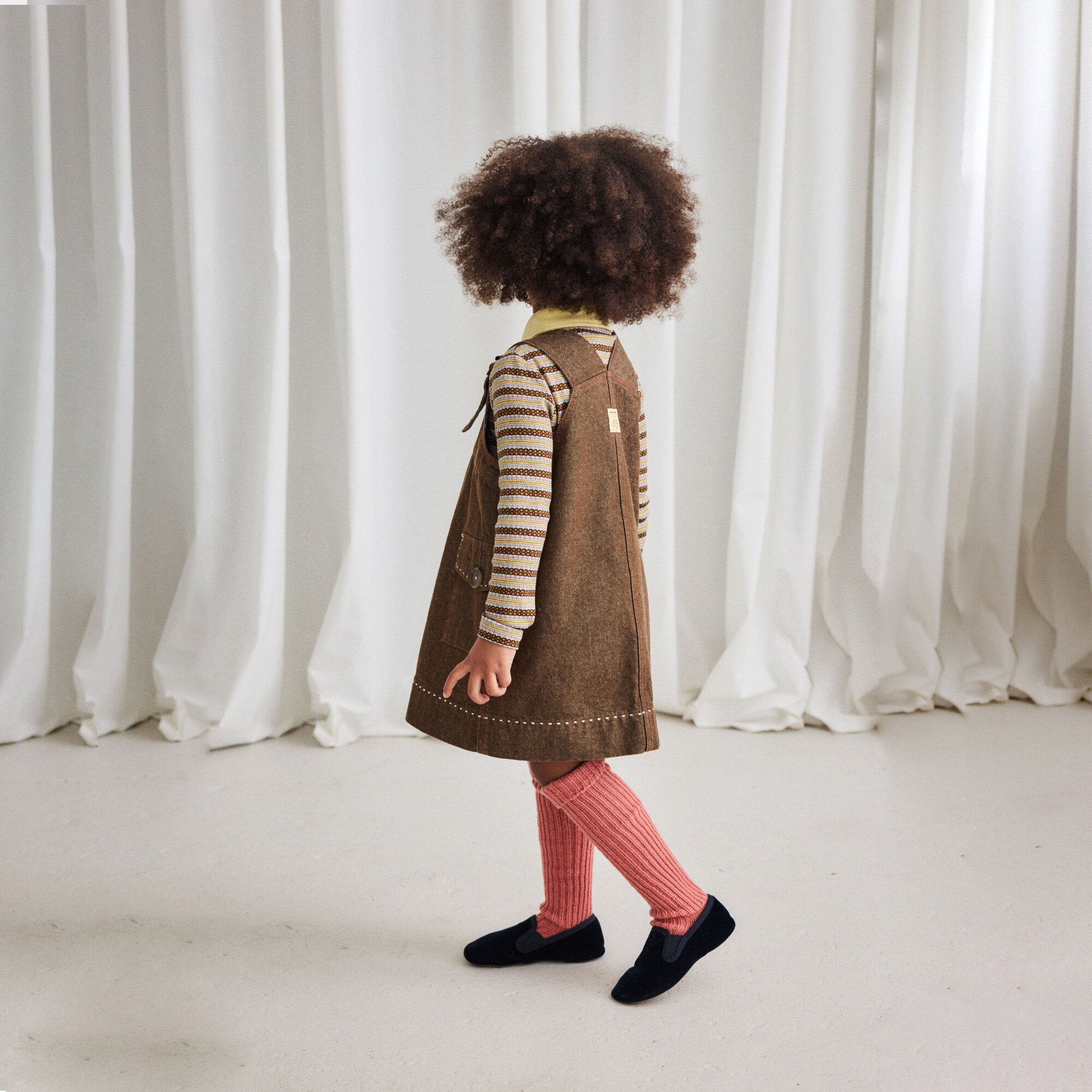 Girls Brown Denim Dress