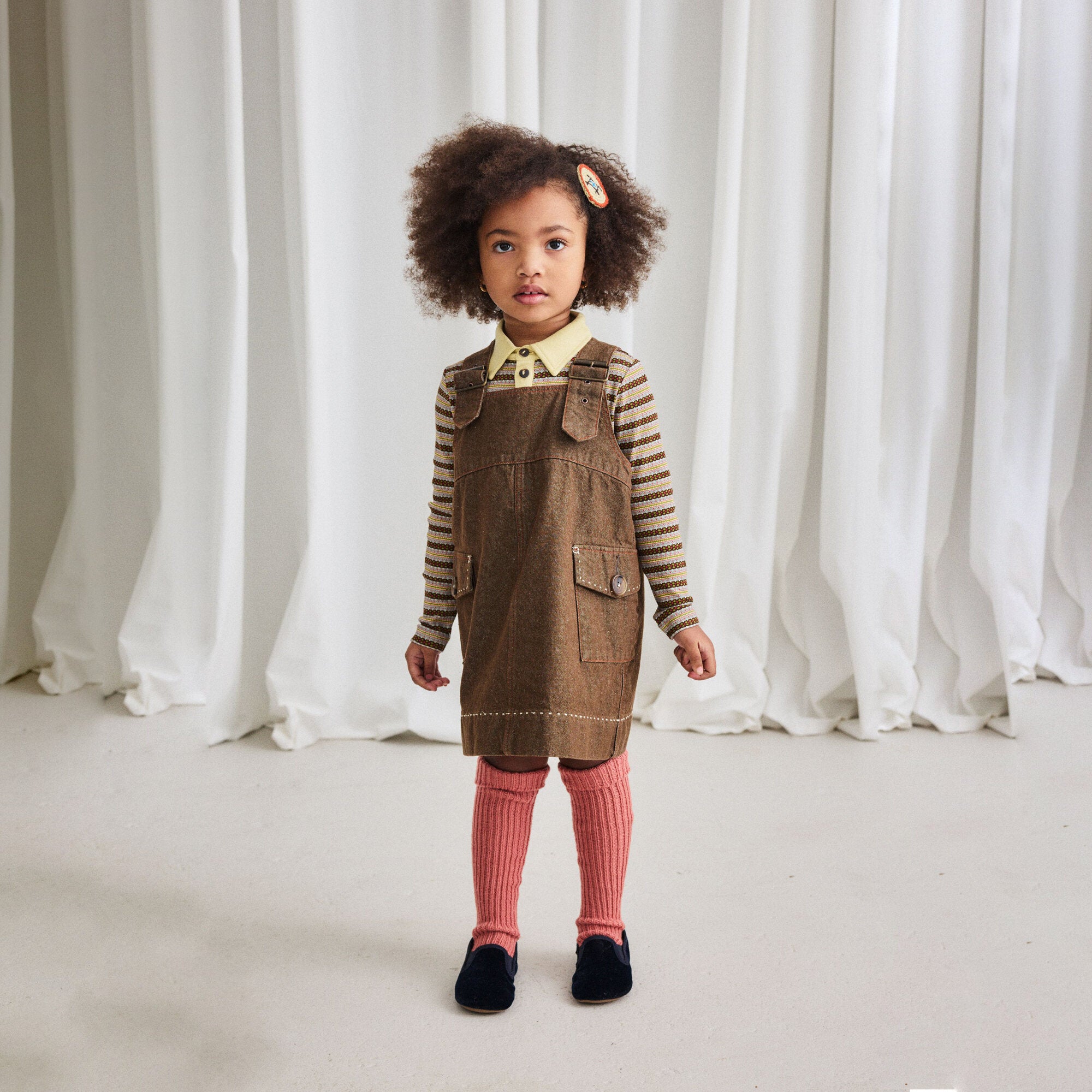 Girls Brown Denim Dress