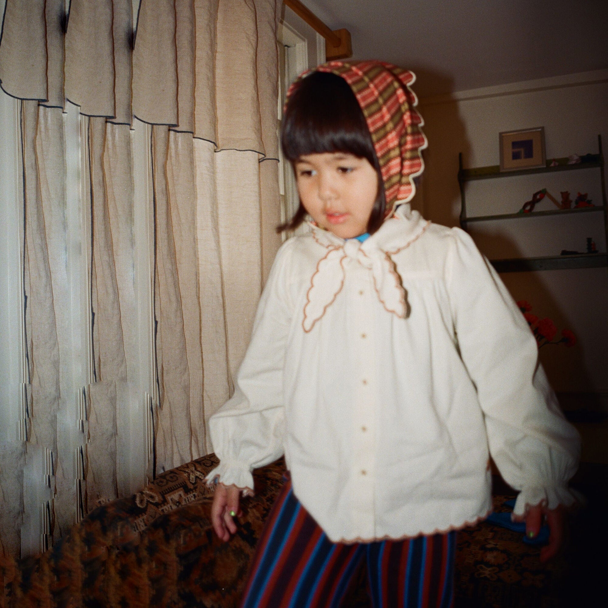 Girls White Bow Cotton Blouse