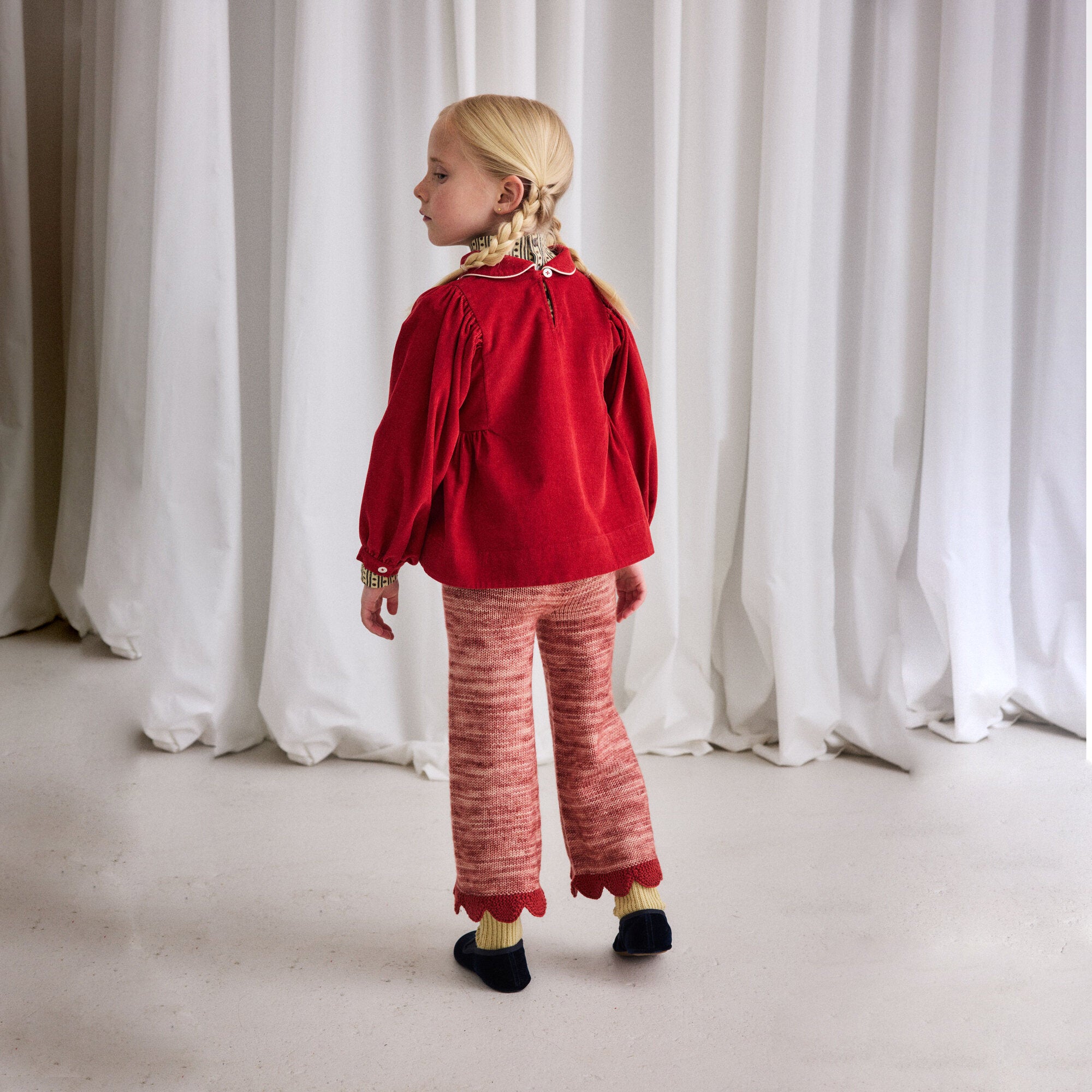 Girls Red Corduroy Blouse